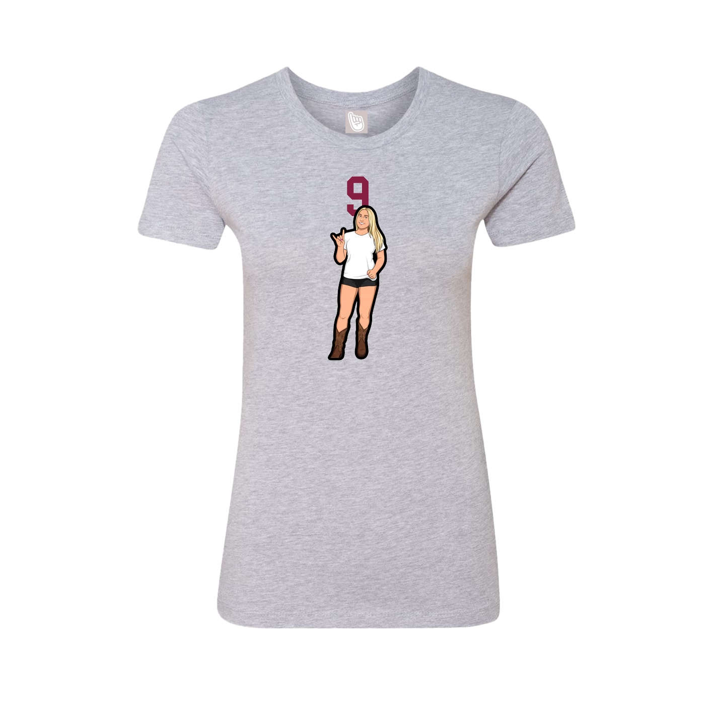 Fitted Women's Tee — Number Top in Grey