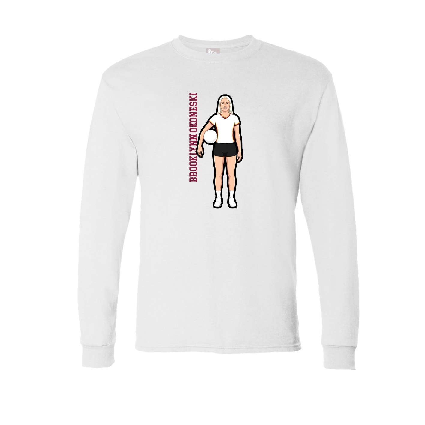 Long Sleeve Tee — Name Vertical in White