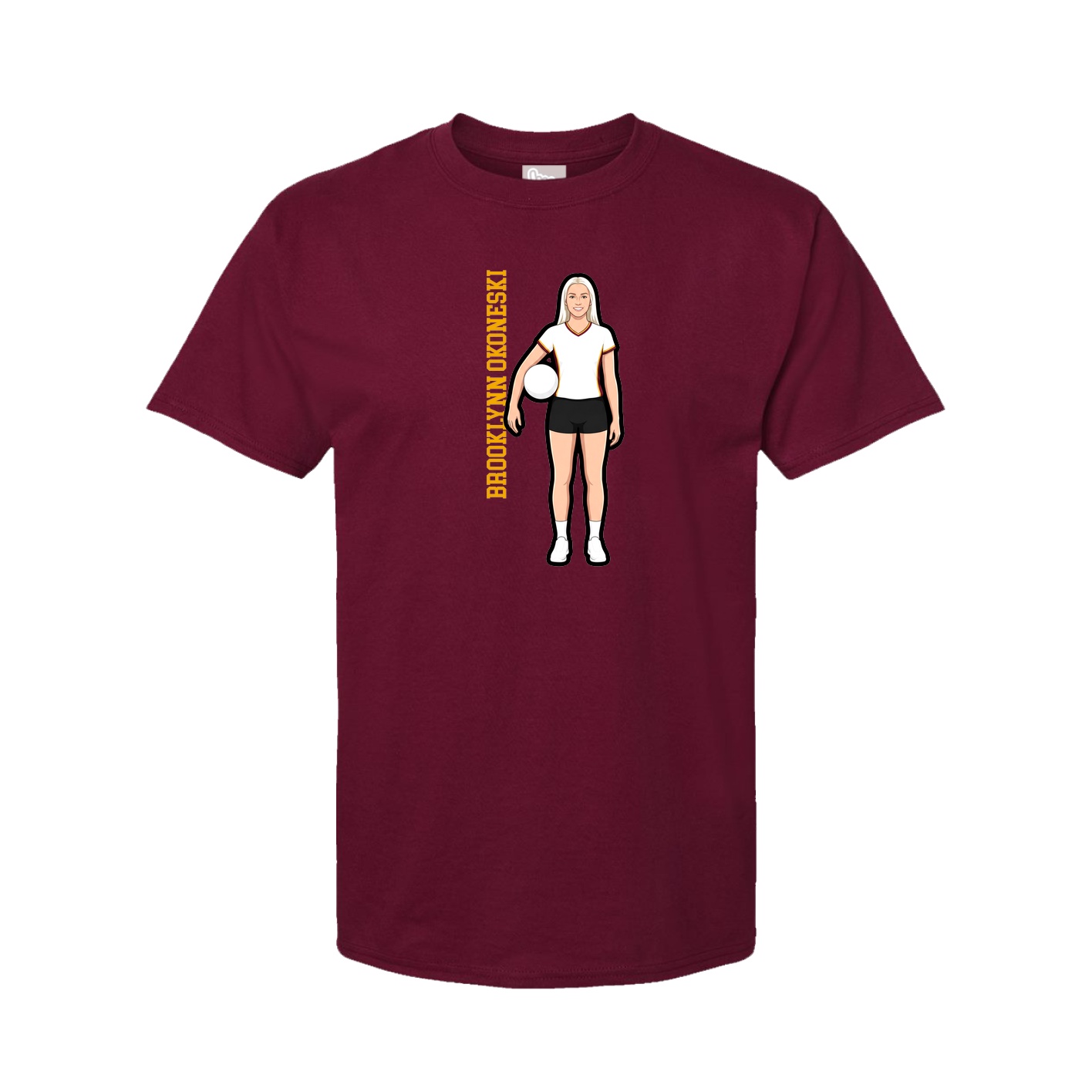 Youth Tee — Name Vertical in Cardinal