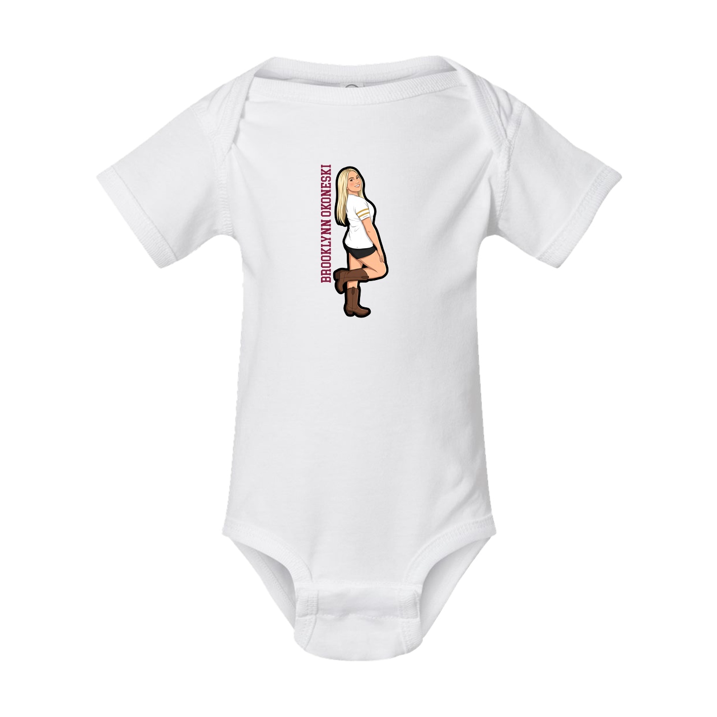 Baby Onesie — Name Vertical in White