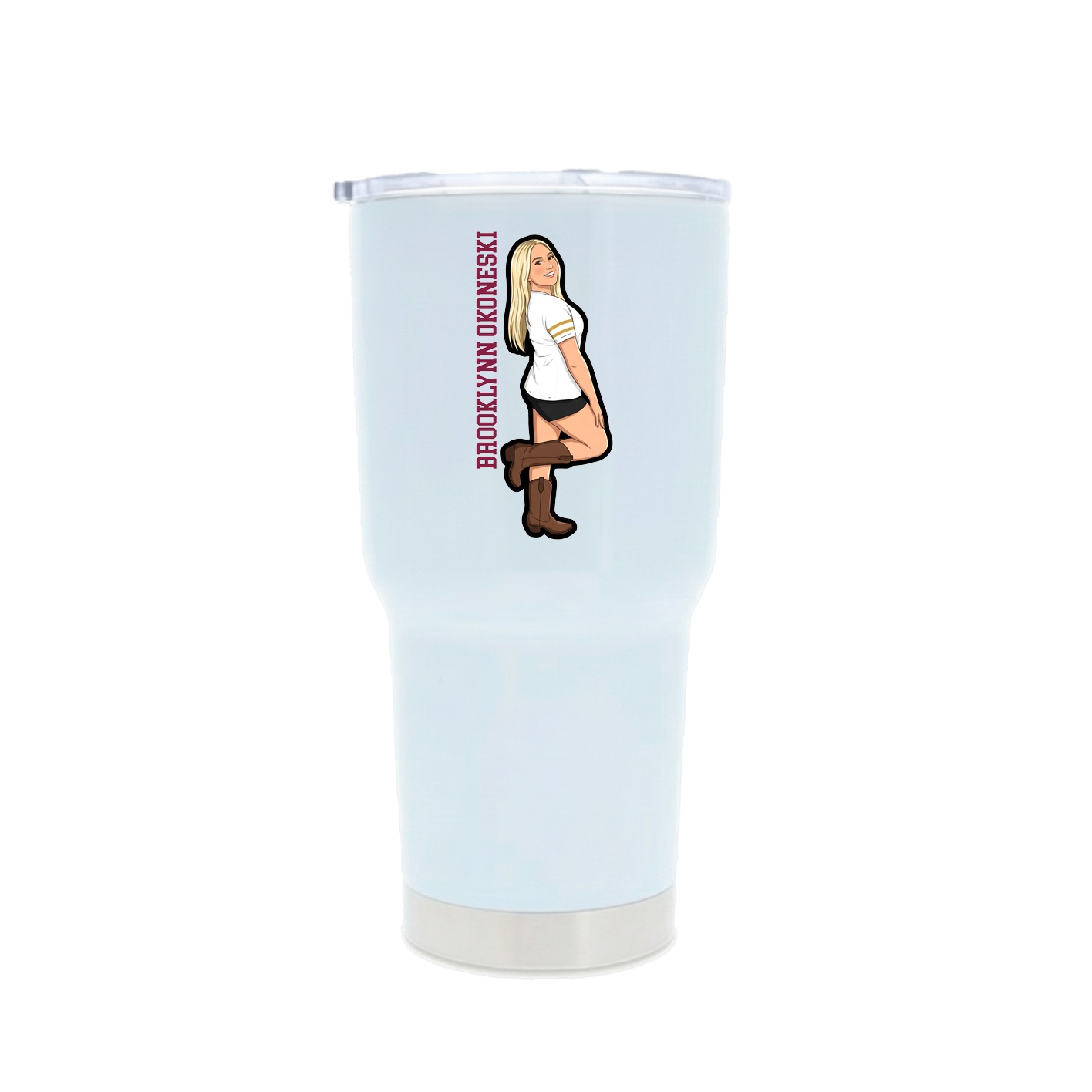 30oz Stainless Steel Tumbler — Name Vertical in White