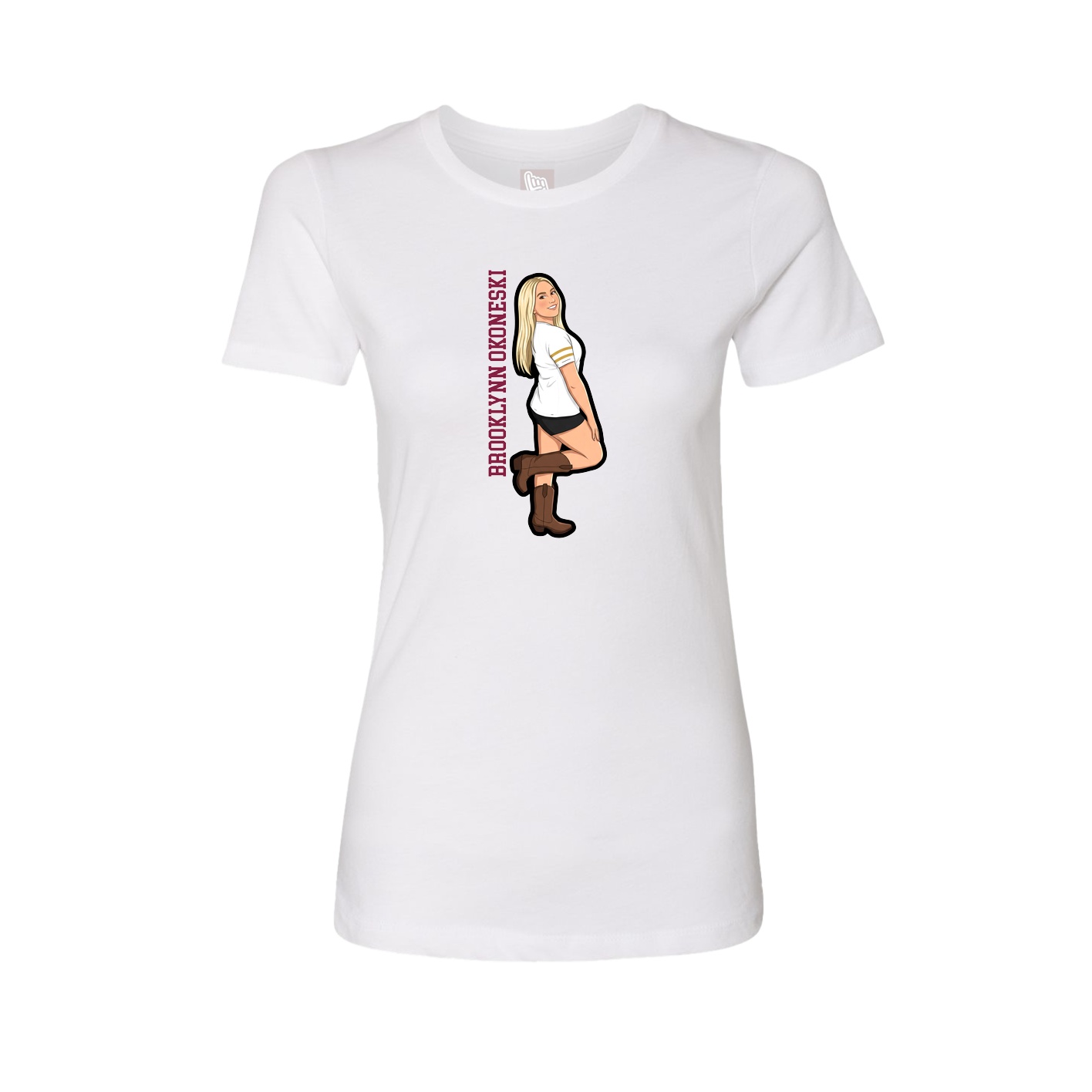 Fitted Women's Tee — Name Vertical in White