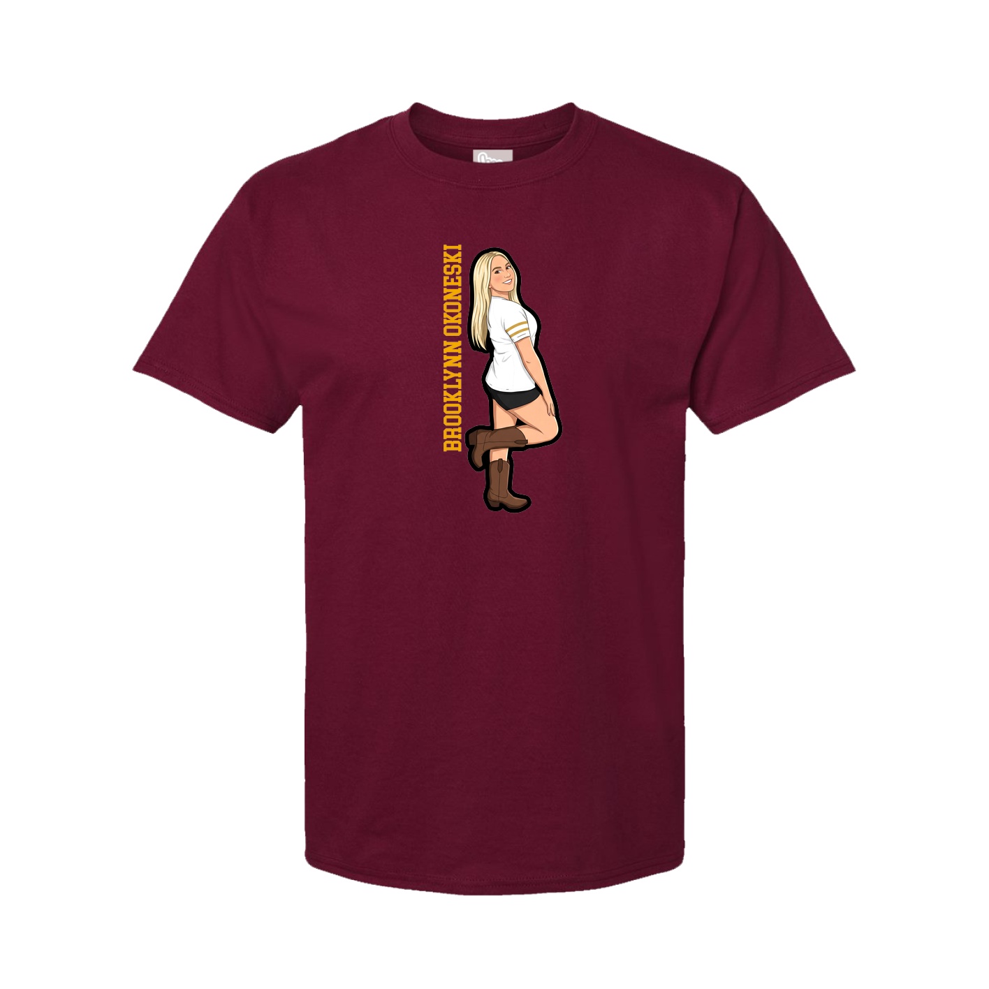 Youth Tee — Name Vertical in Cardinal