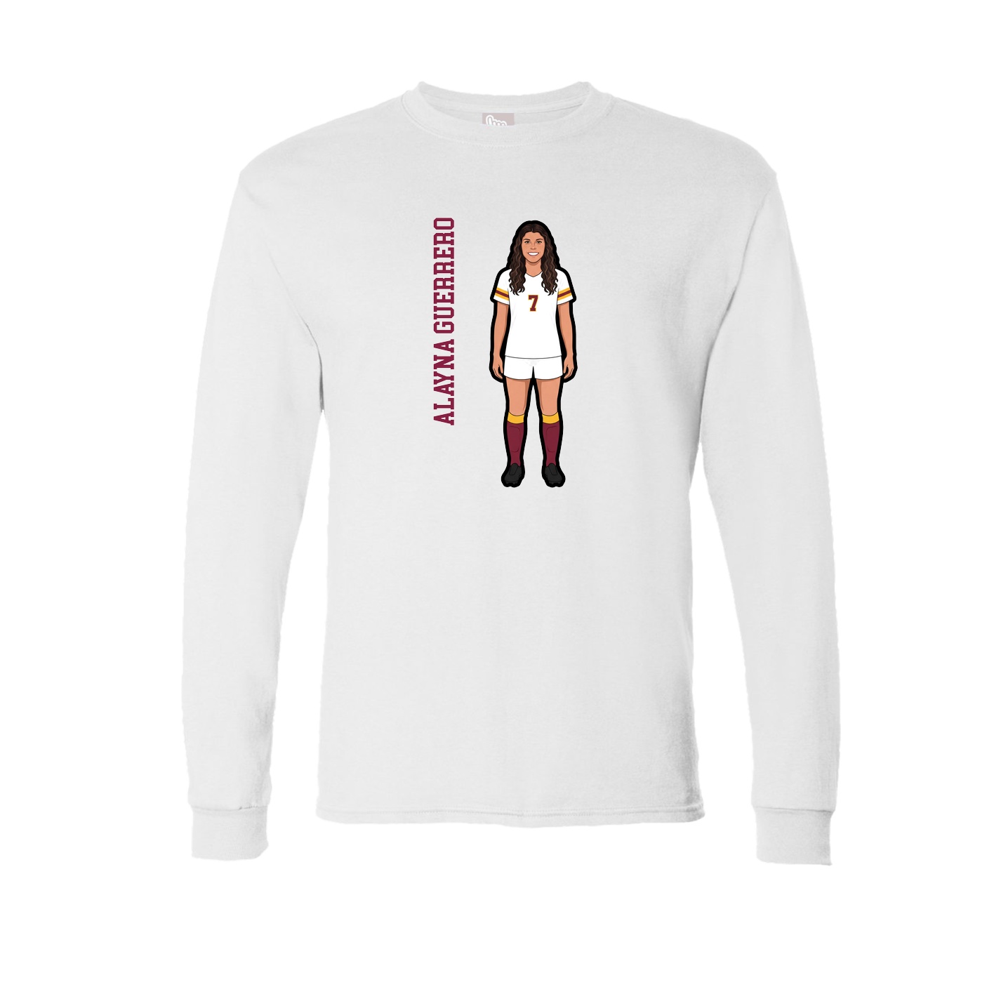 Long Sleeve Tee — Name Vertical in White
