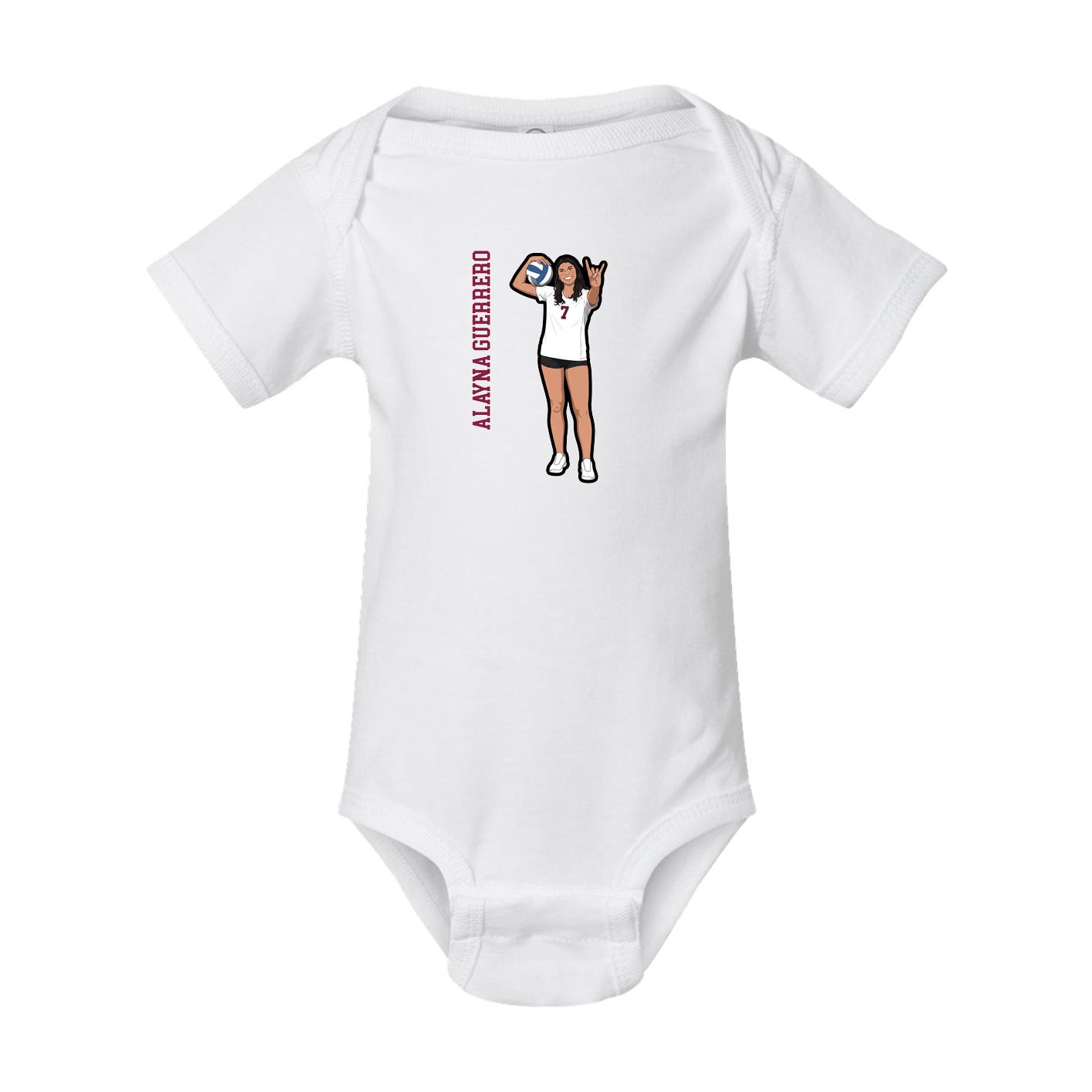 Baby Onesie — Name Vertical in White