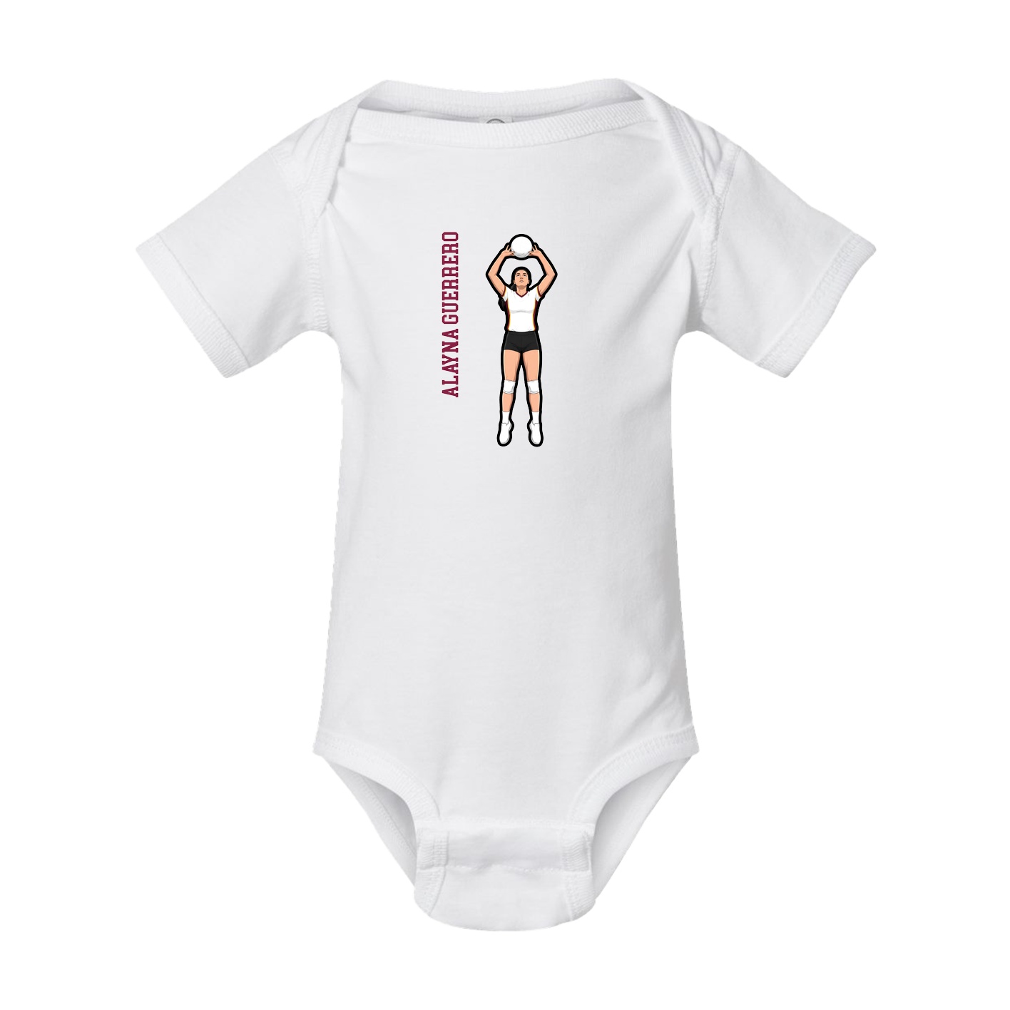 Baby Onesie — Name Vertical in White