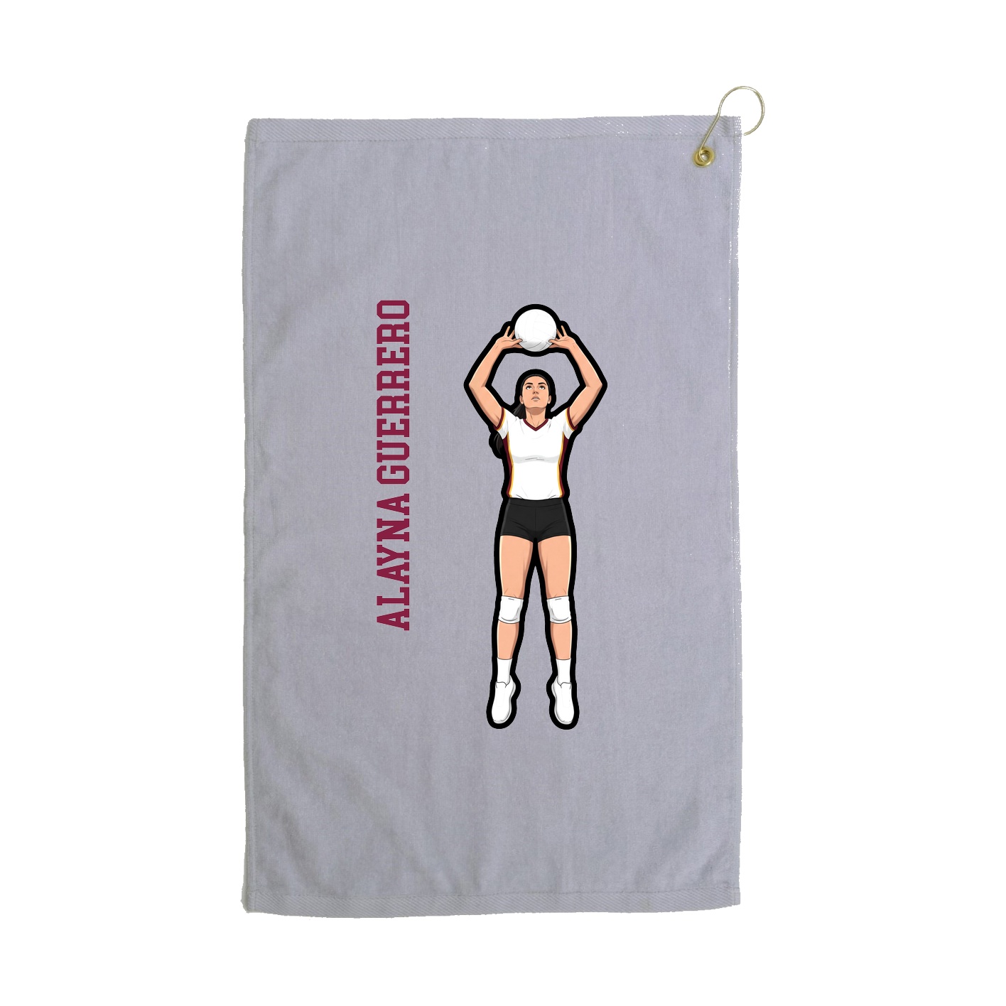 Golf Towel — Name Vertical in Grey