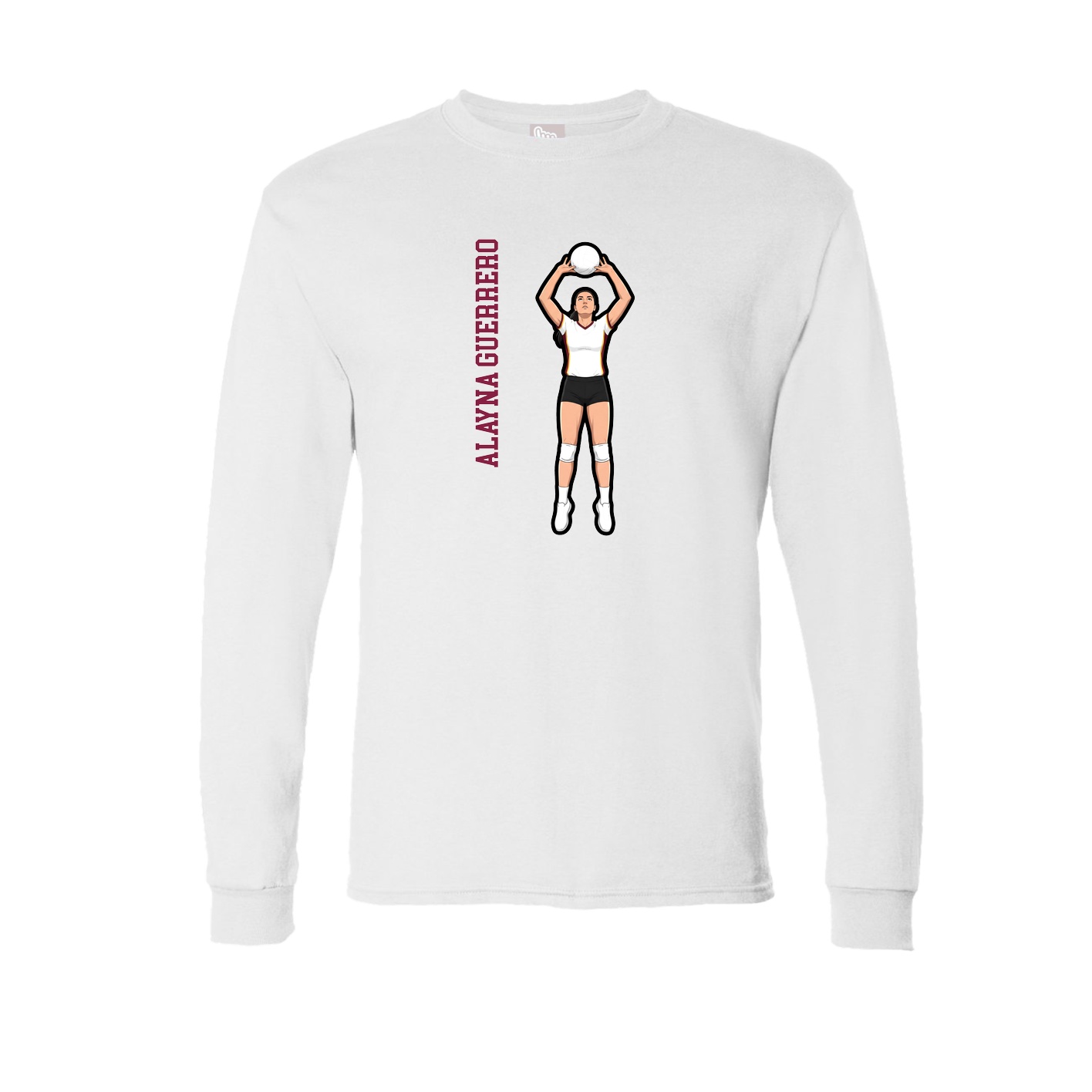 Long Sleeve Tee — Name Vertical in White