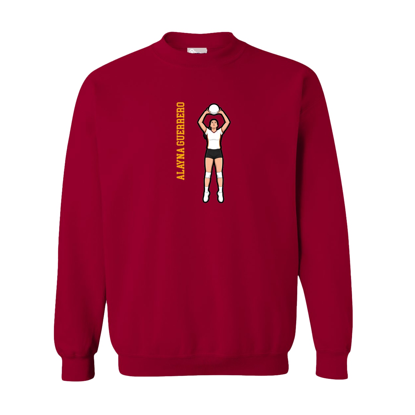 Fleece Crew — Name Vertical in Cardinal