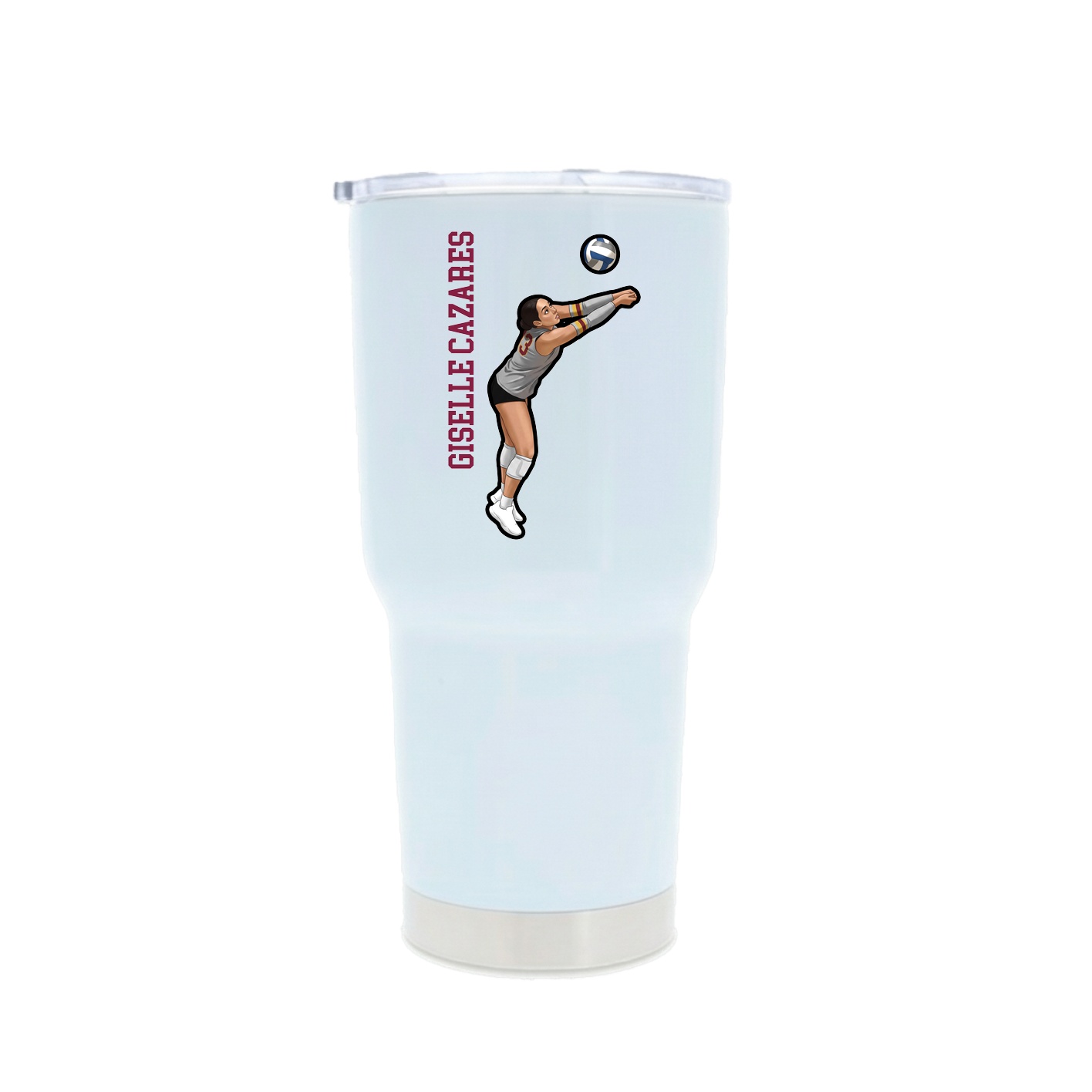 30oz Stainless Steel Tumbler — Name Vertical in White