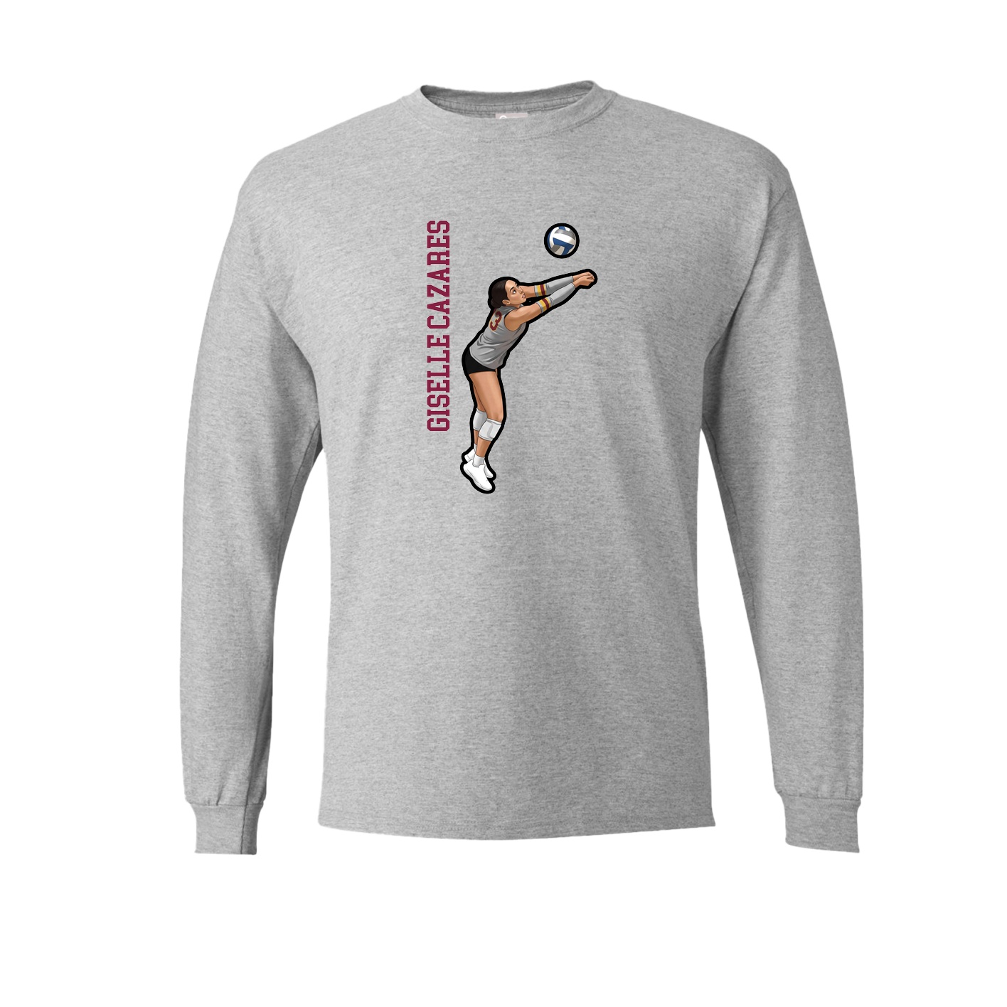 Long Sleeve Tee — Name Vertical in Grey