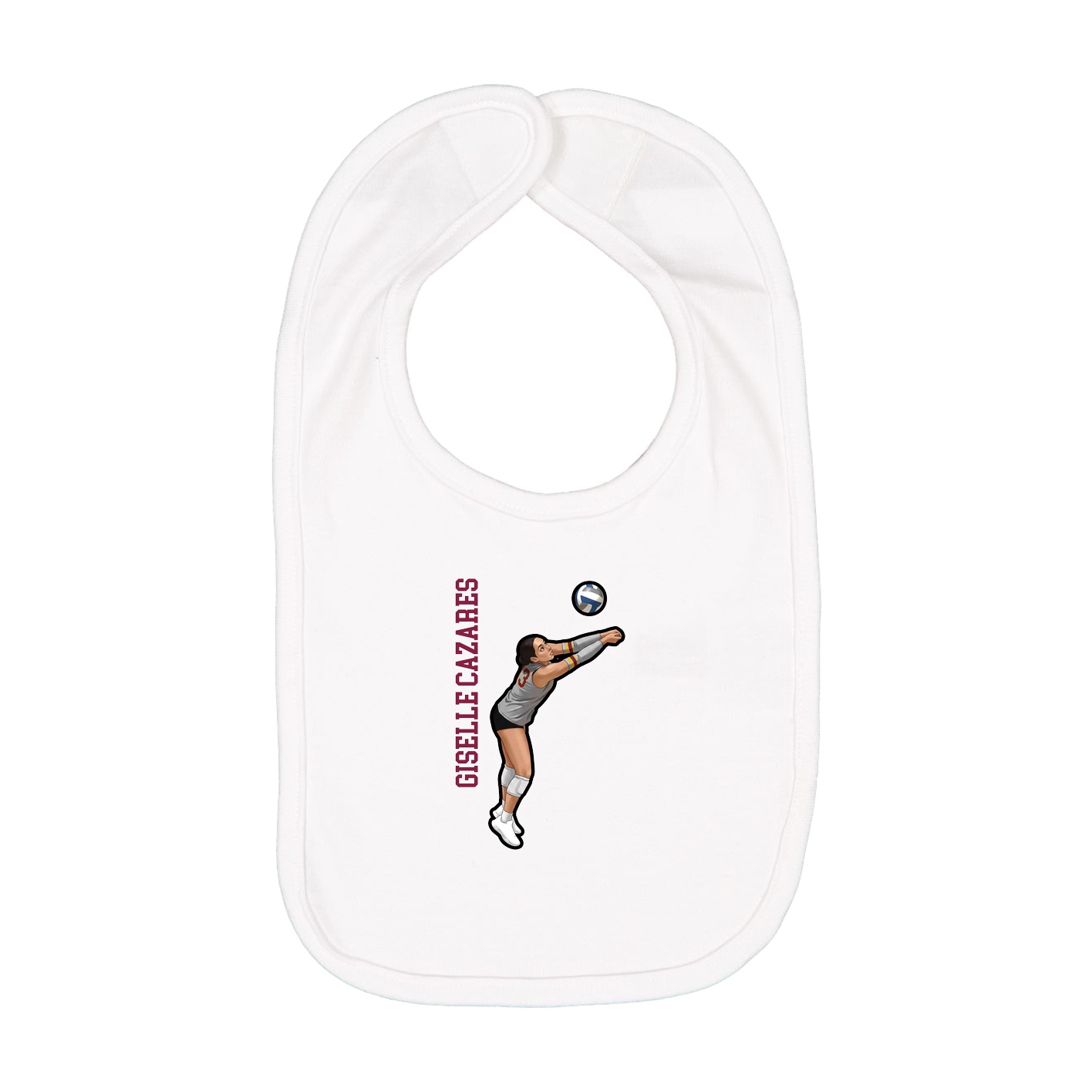 Infant Bib — Name Vertical in White