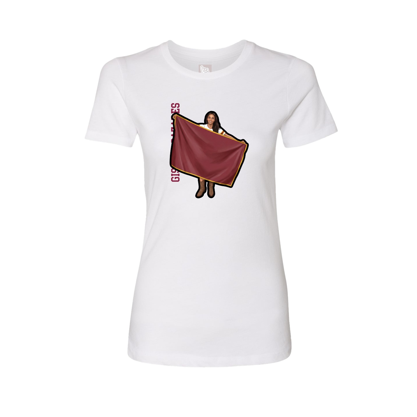 Fitted Women's Tee — Name Vertical in White