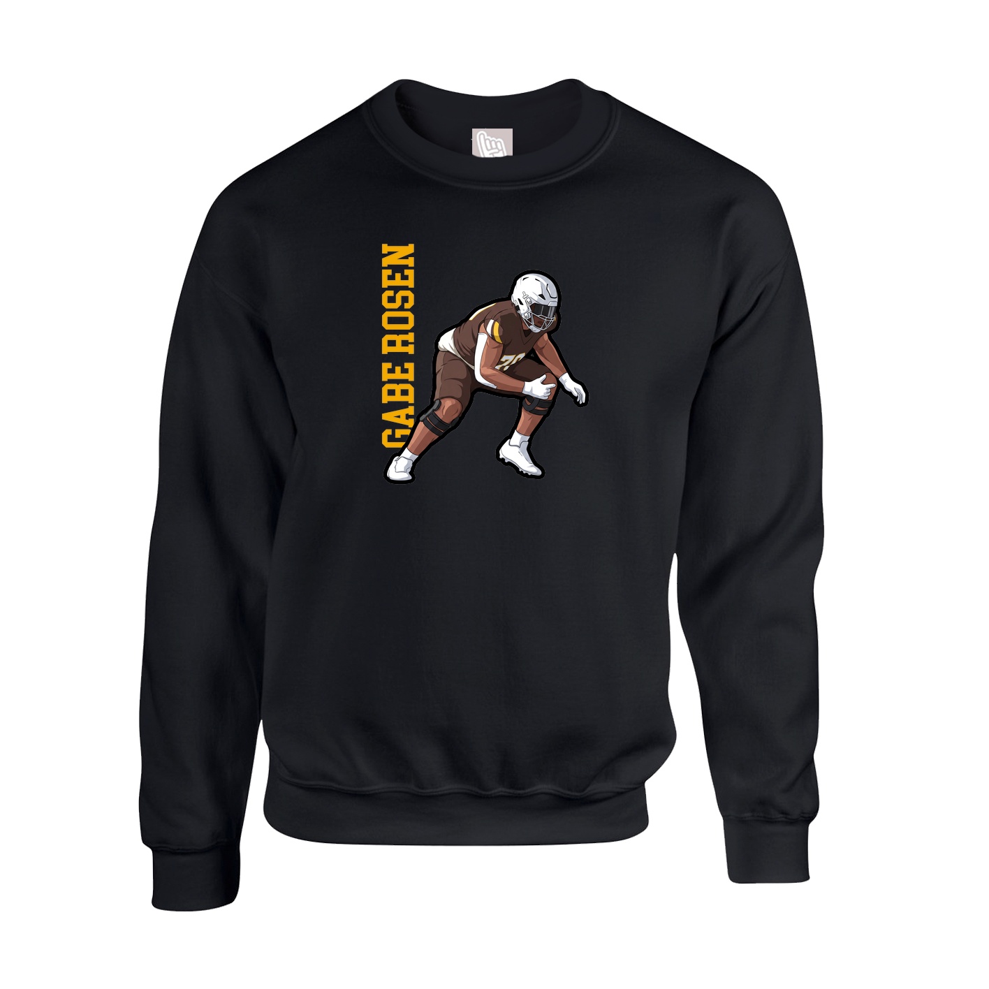 Fleece Crew — Name Vertical in Black