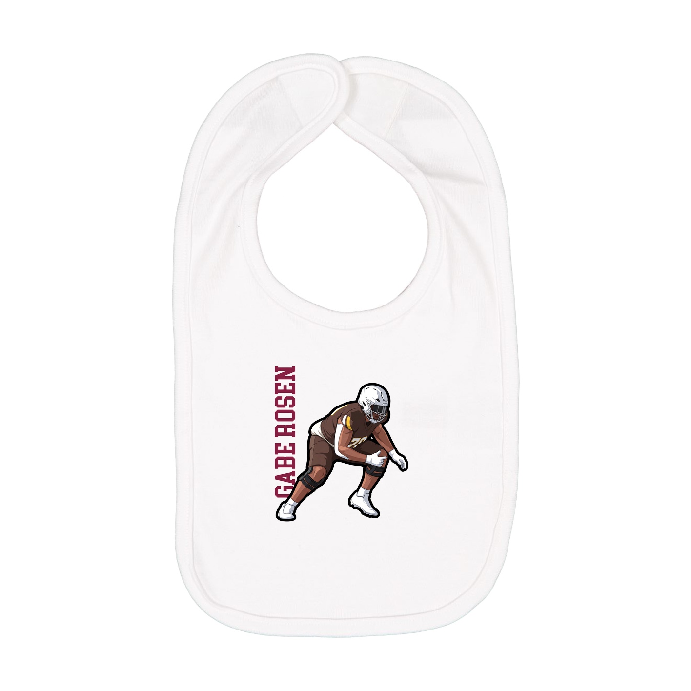Infant Bib — Name Vertical in White