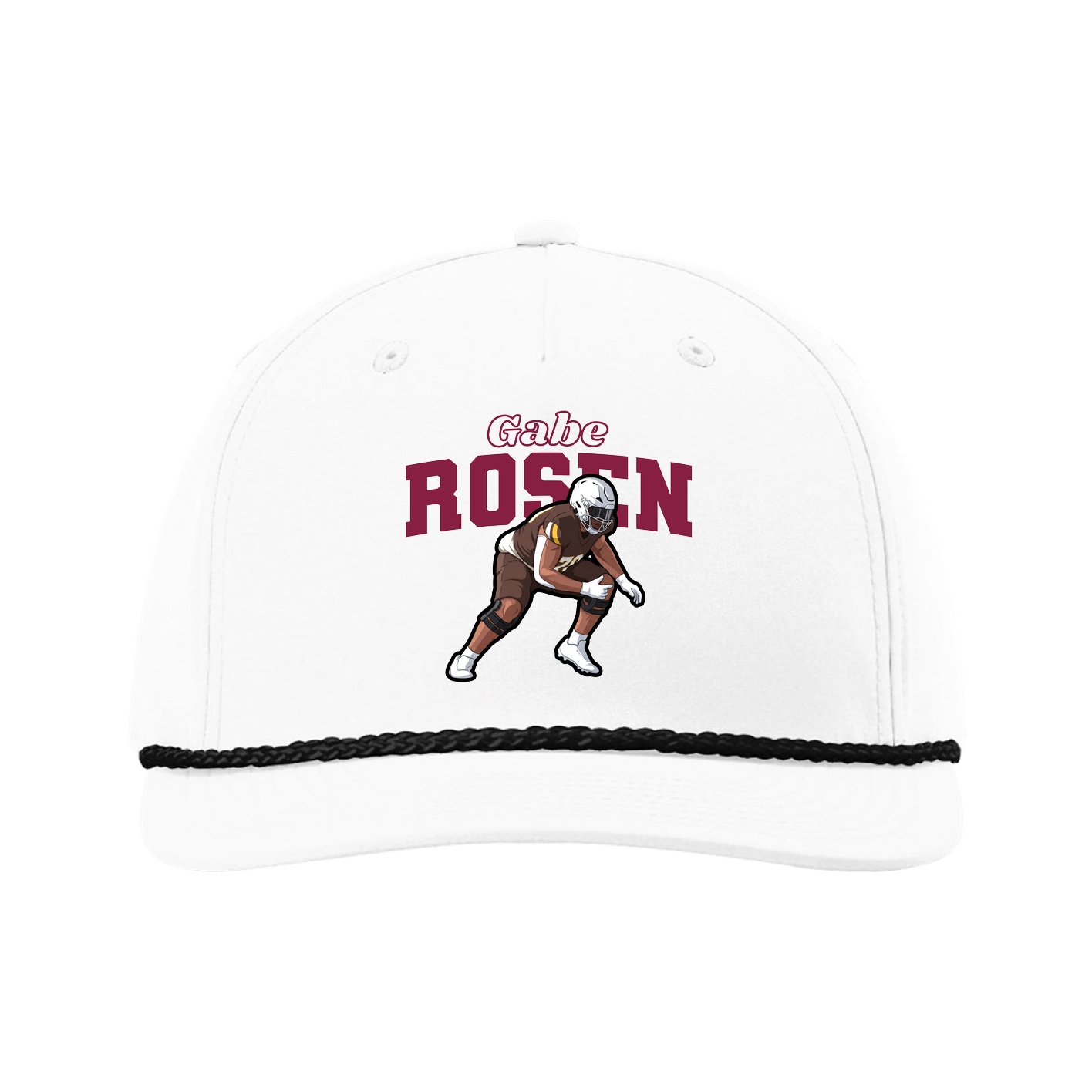 Five-Panel Classic Rope Cap — Name Arch in White