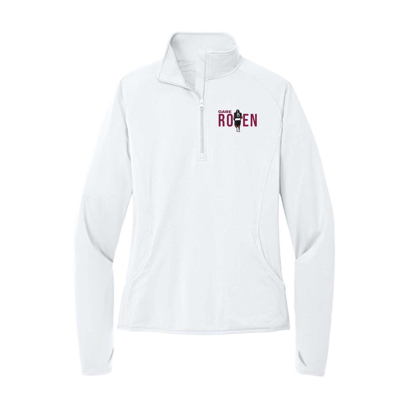 Women's Q-Zip Pullover — Player Name in White