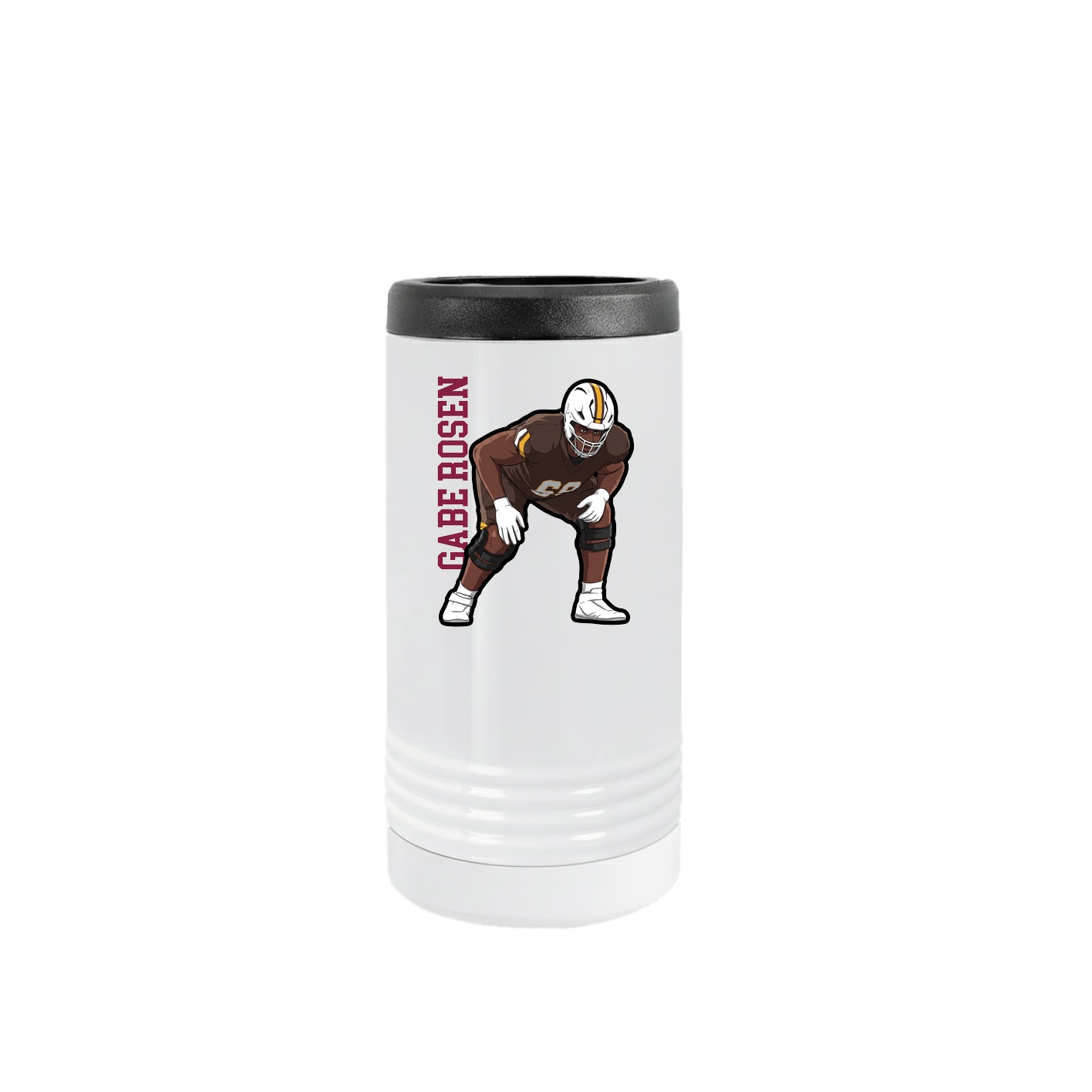 Slim Beverage Holder — Name Vertical in White