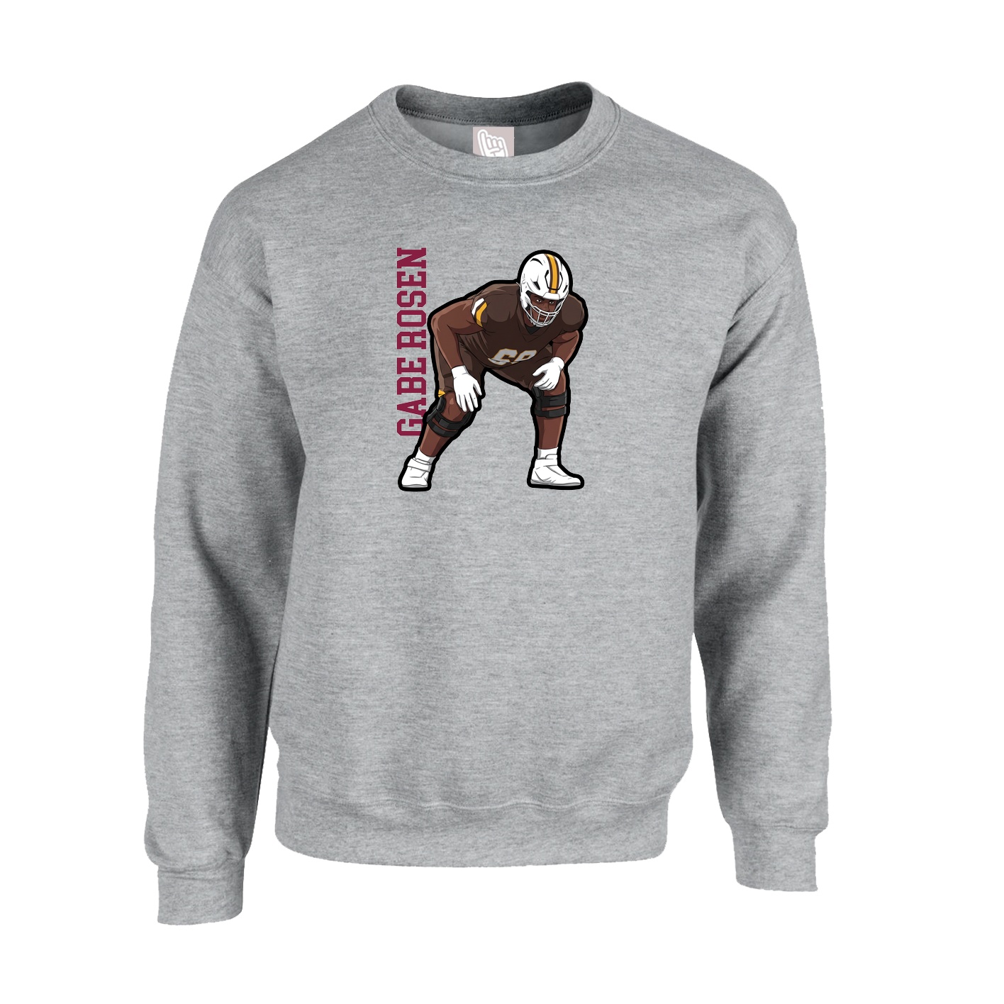 Fleece Crew — Name Vertical in Grey