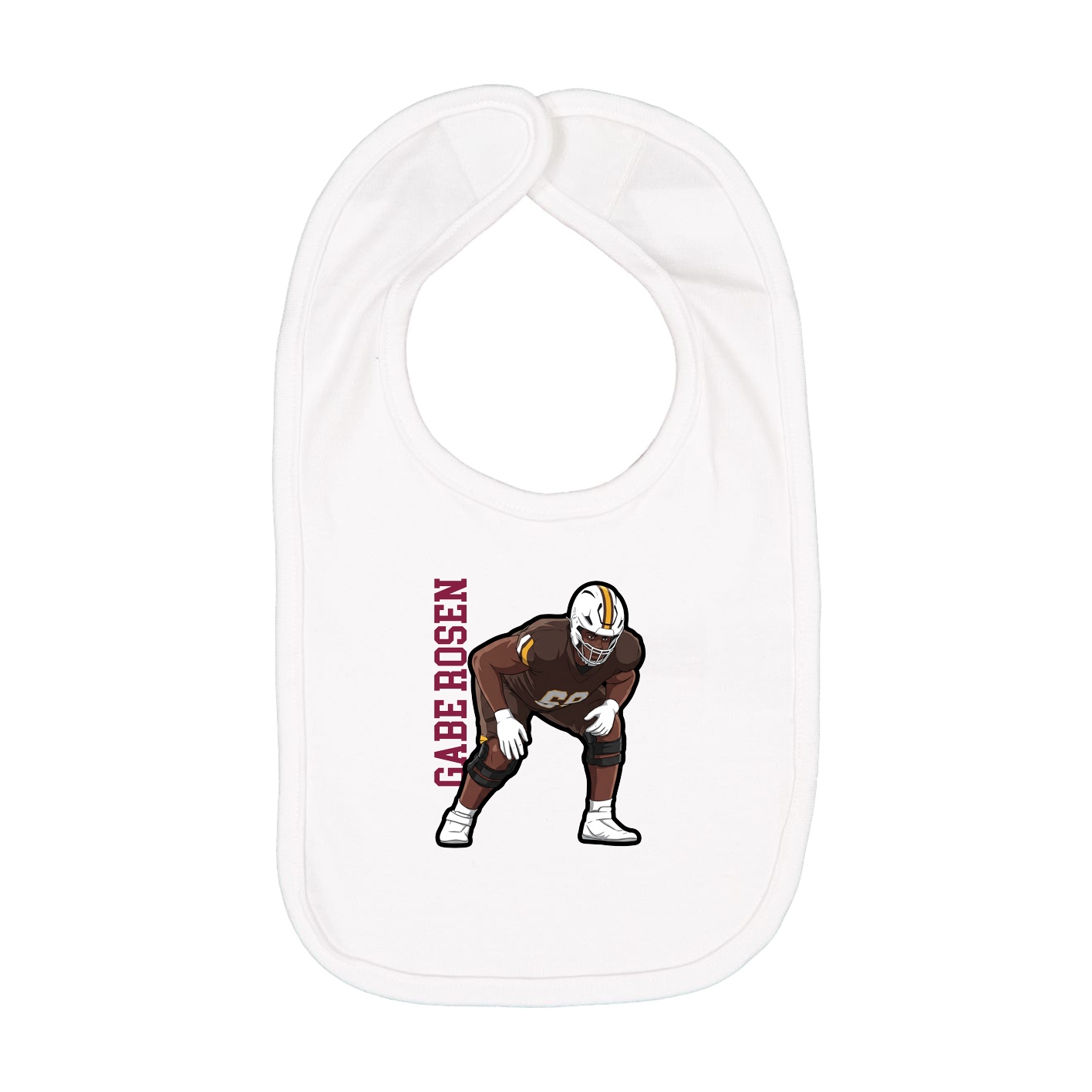 Infant Bib — Name Vertical in White