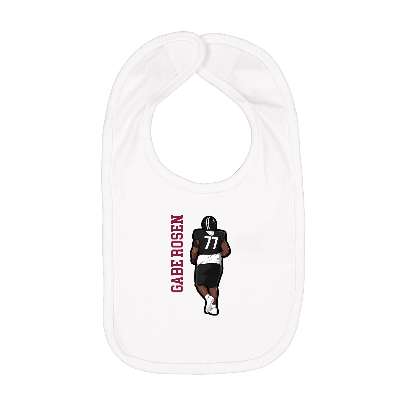 Infant Bib — Name Vertical in White