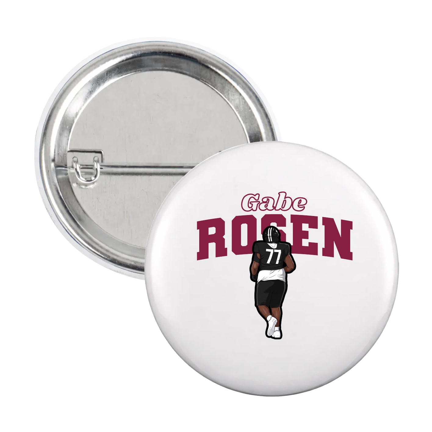 Game Day Button — Name Arch in White