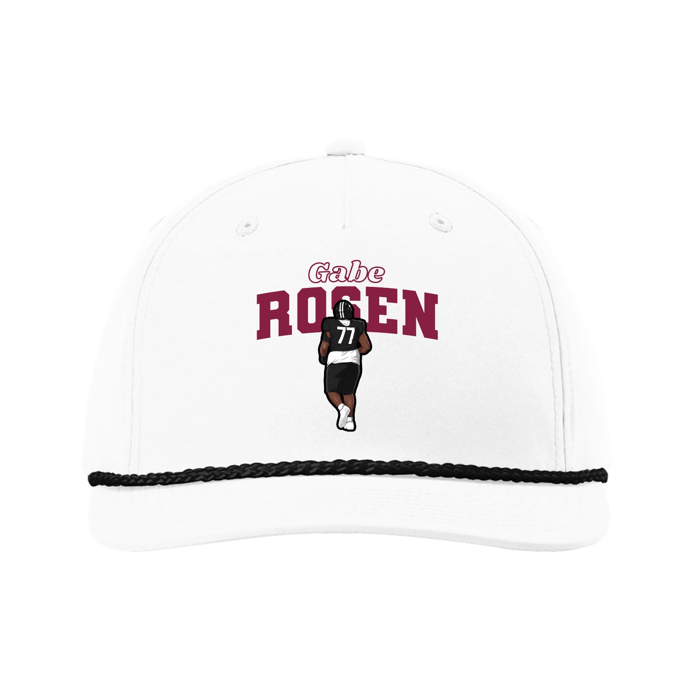 Five-Panel Classic Rope Cap — Name Arch in White