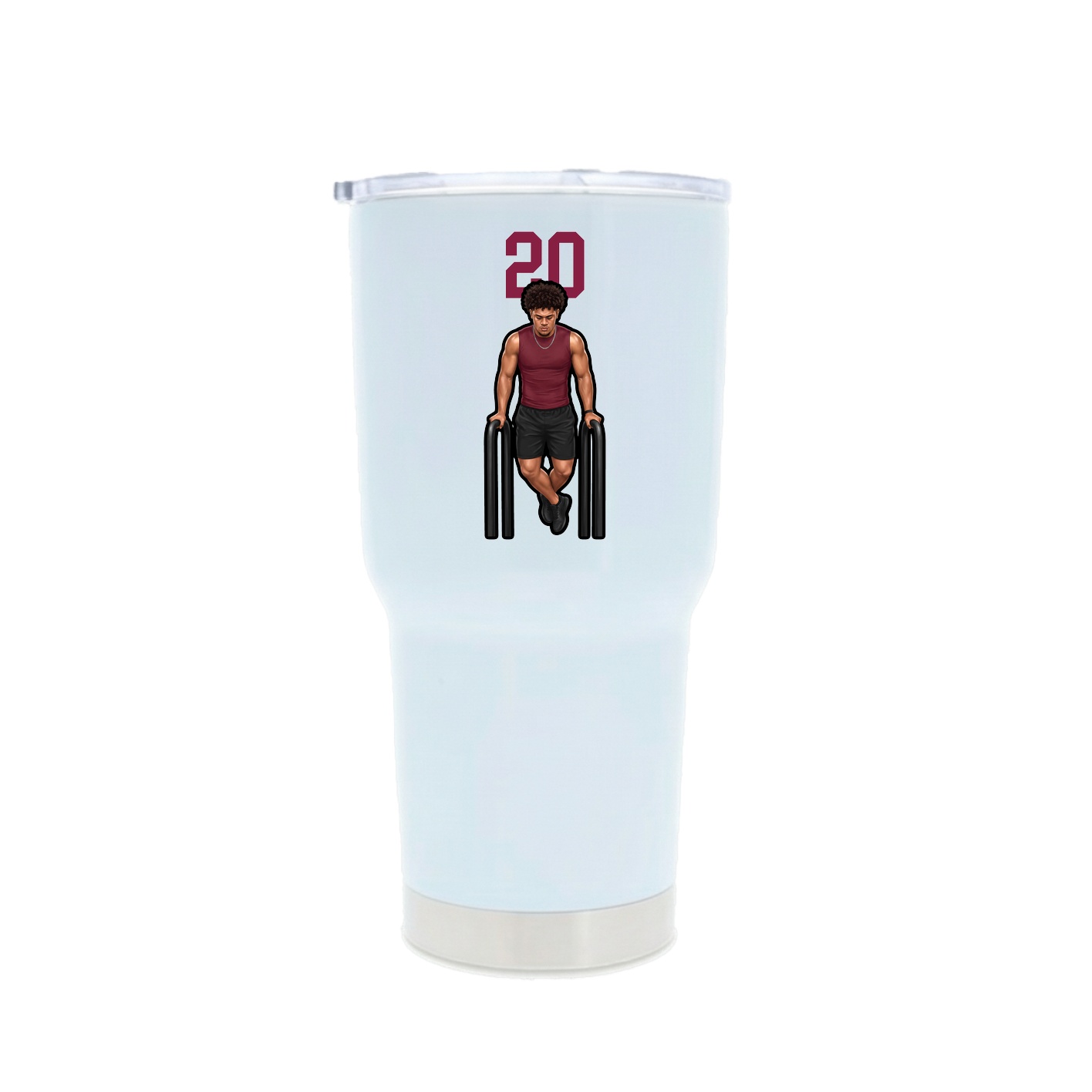 30oz Stainless Steel Tumbler — Number Top in White