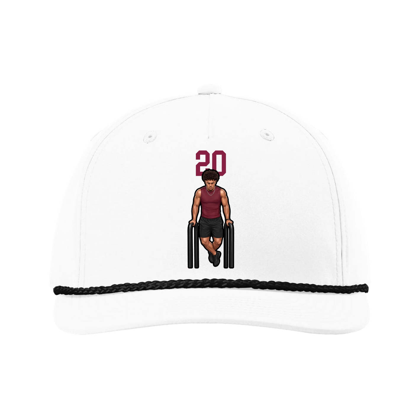Five-Panel Classic Rope Cap — Number Top in White