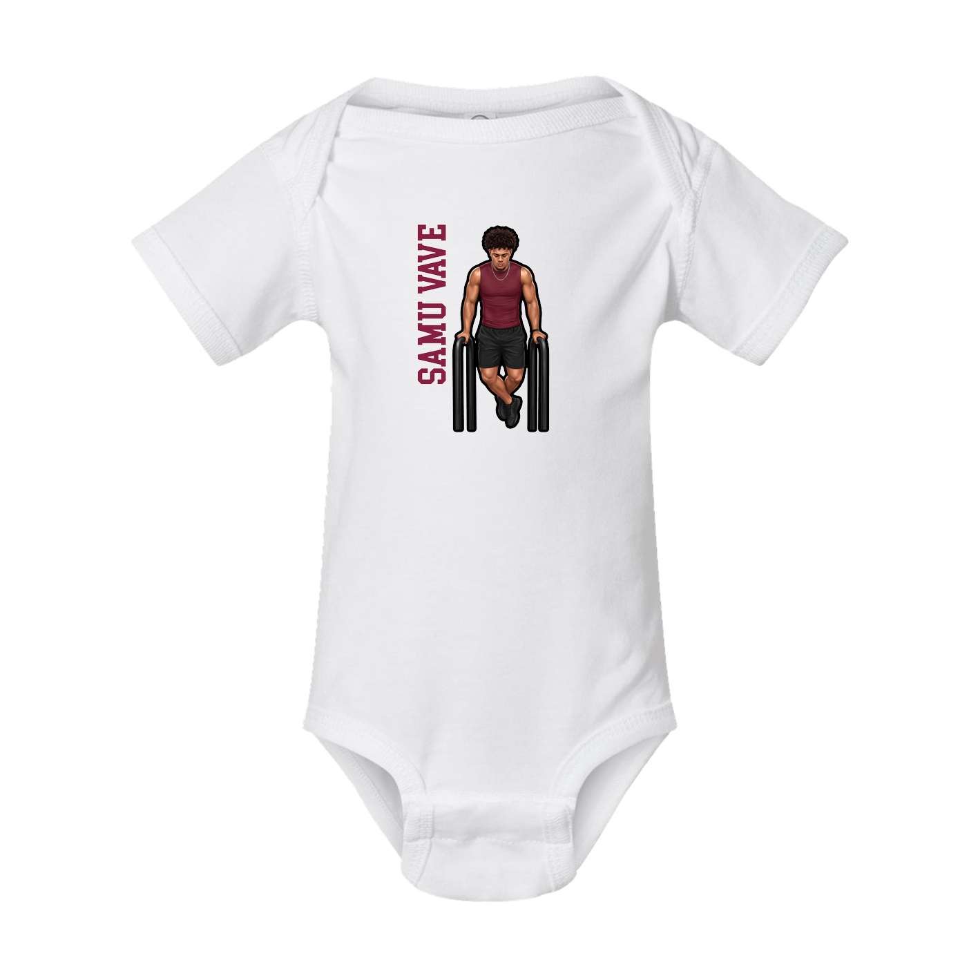 Baby Onesie — Name Vertical in White
