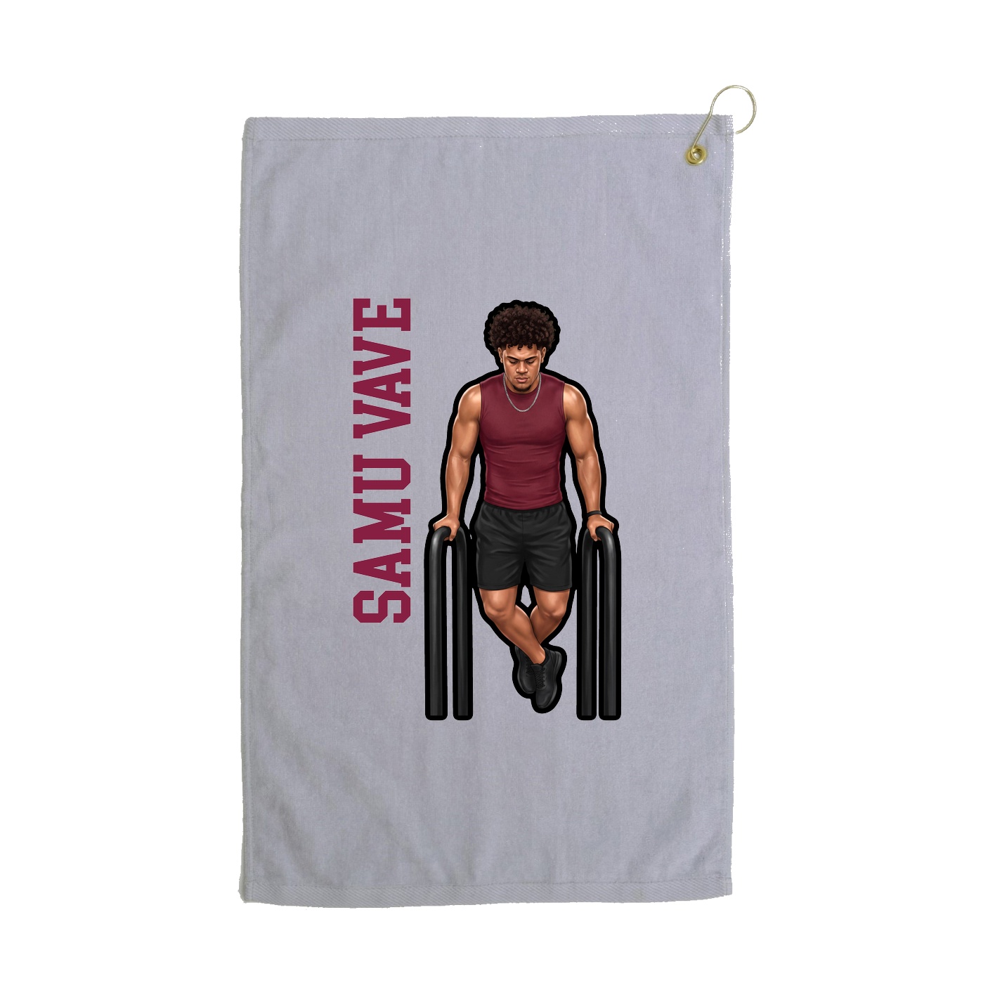 Golf Towel — Name Vertical in Grey
