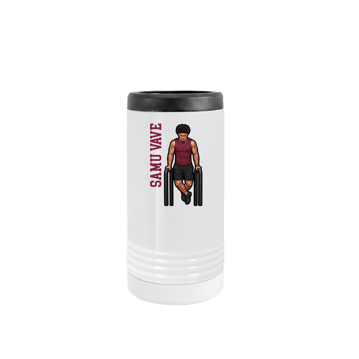 Slim Beverage Holder — Name Vertical in White