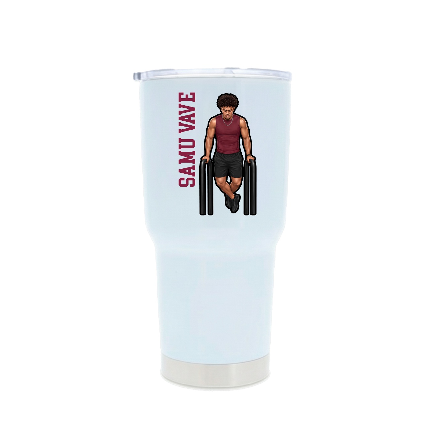 30oz Stainless Steel Tumbler — Name Vertical in White