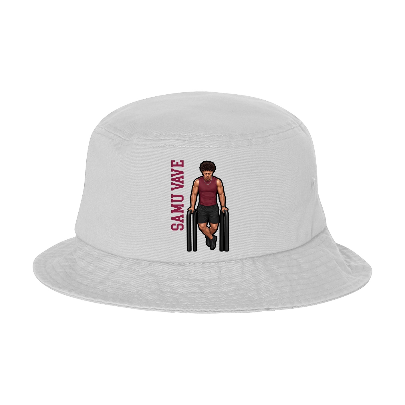 Bucket Cap — Name Vertical in White
