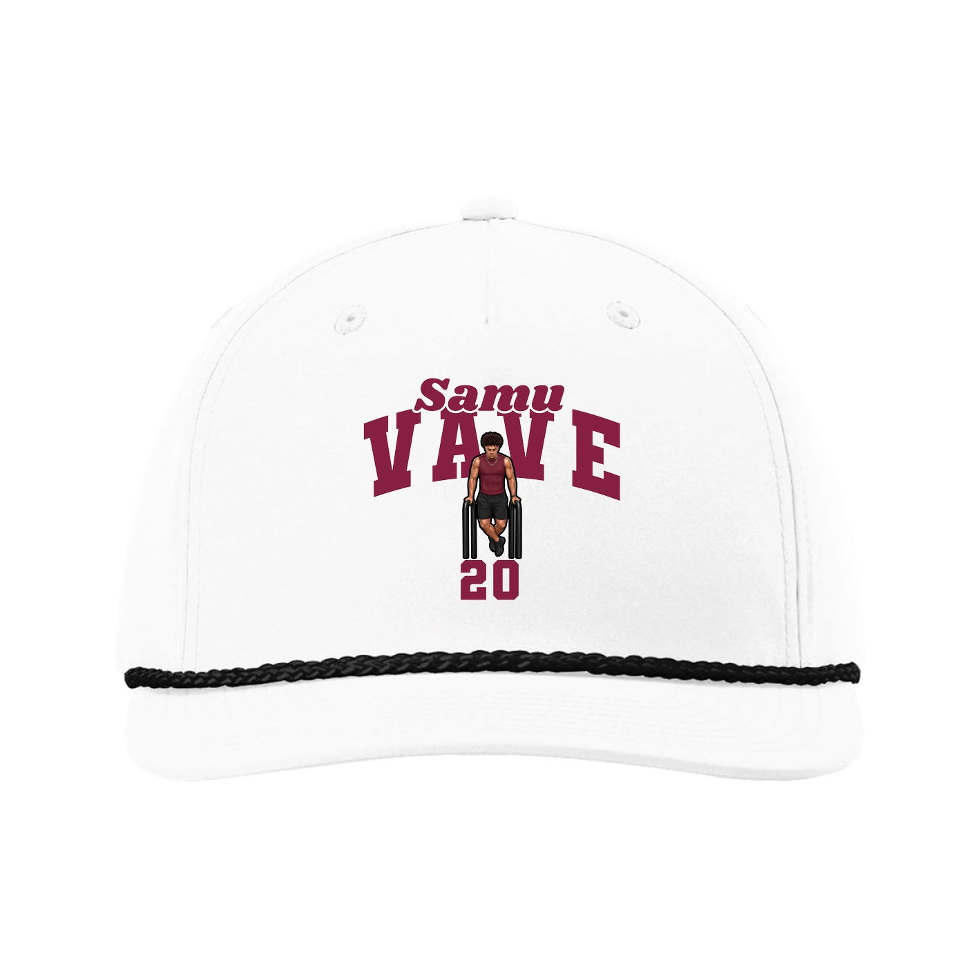 Five-Panel Classic Rope Cap — Signature Arch in White