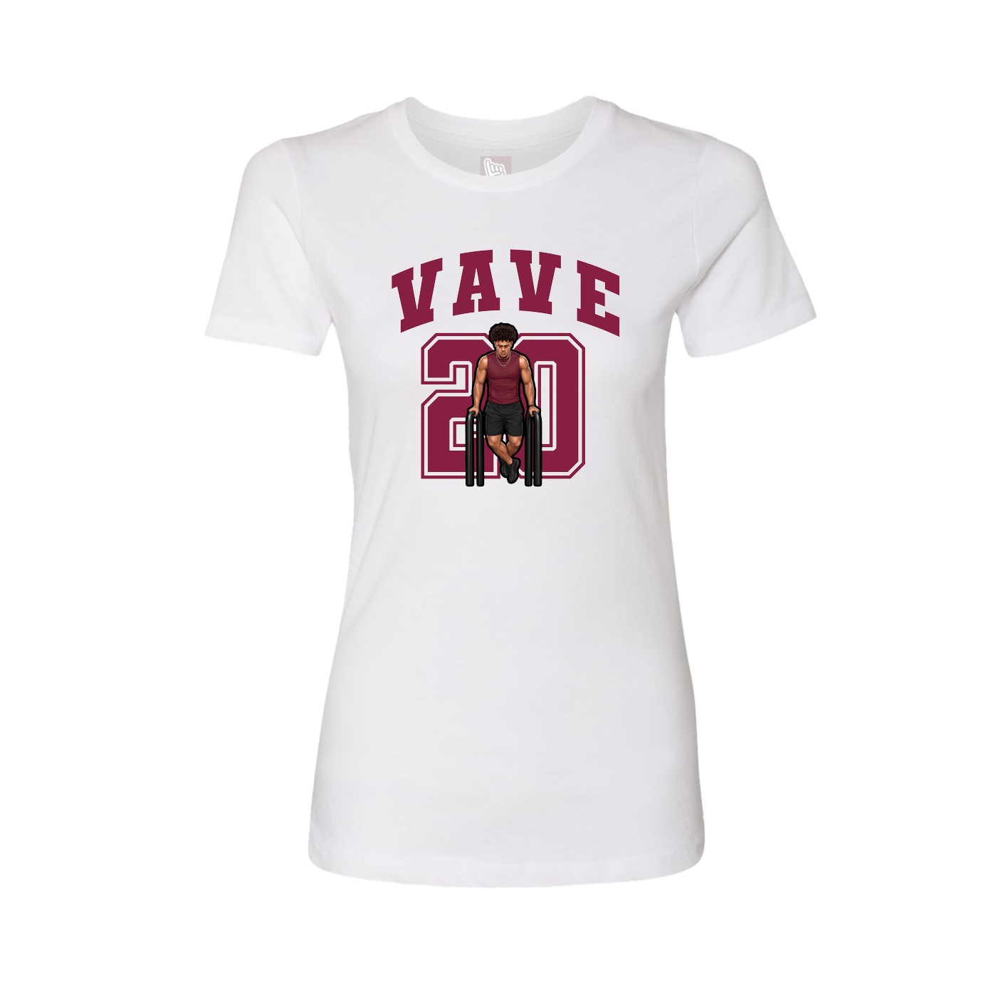 Fitted Women's Tee — Number in White