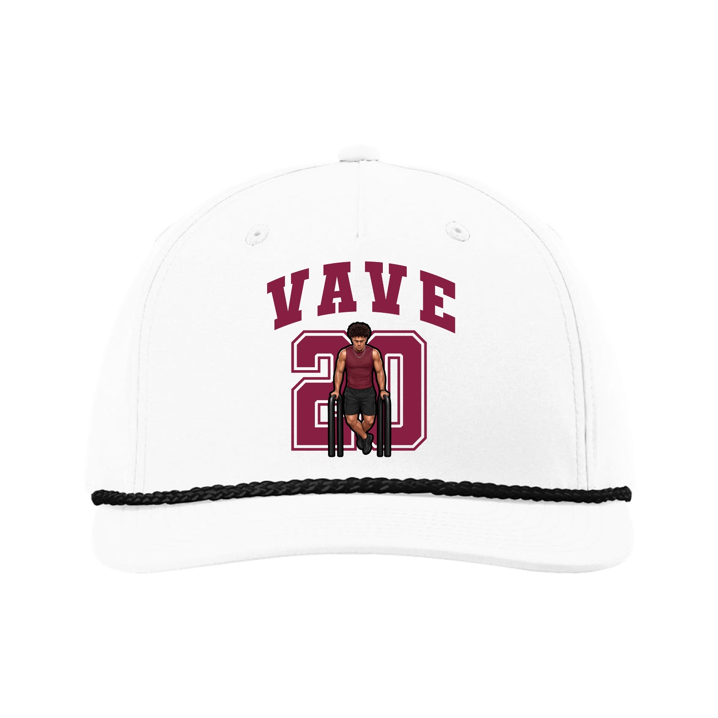 Five-Panel Classic Rope Cap — Number in White
