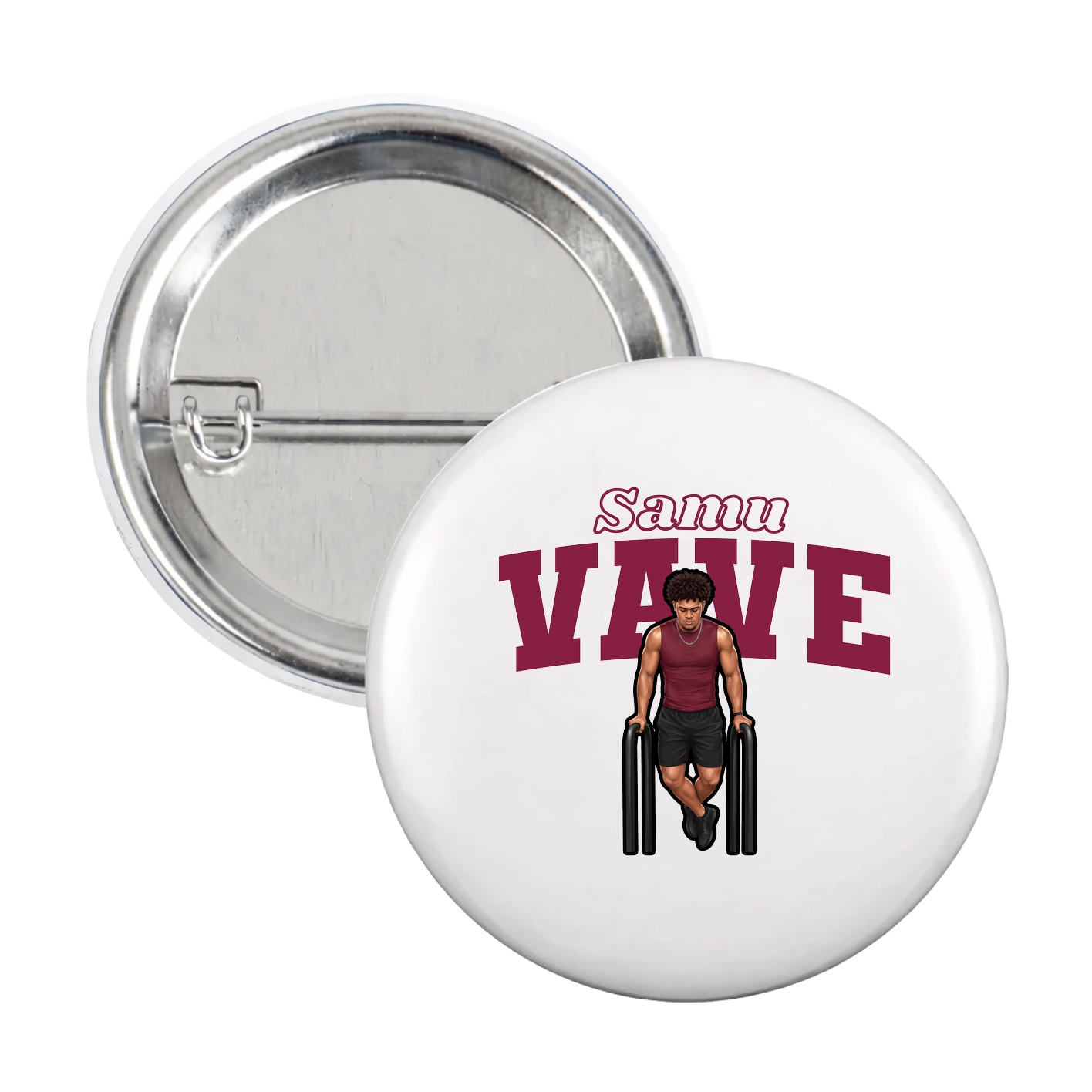 Game Day Button — Name Arch in White