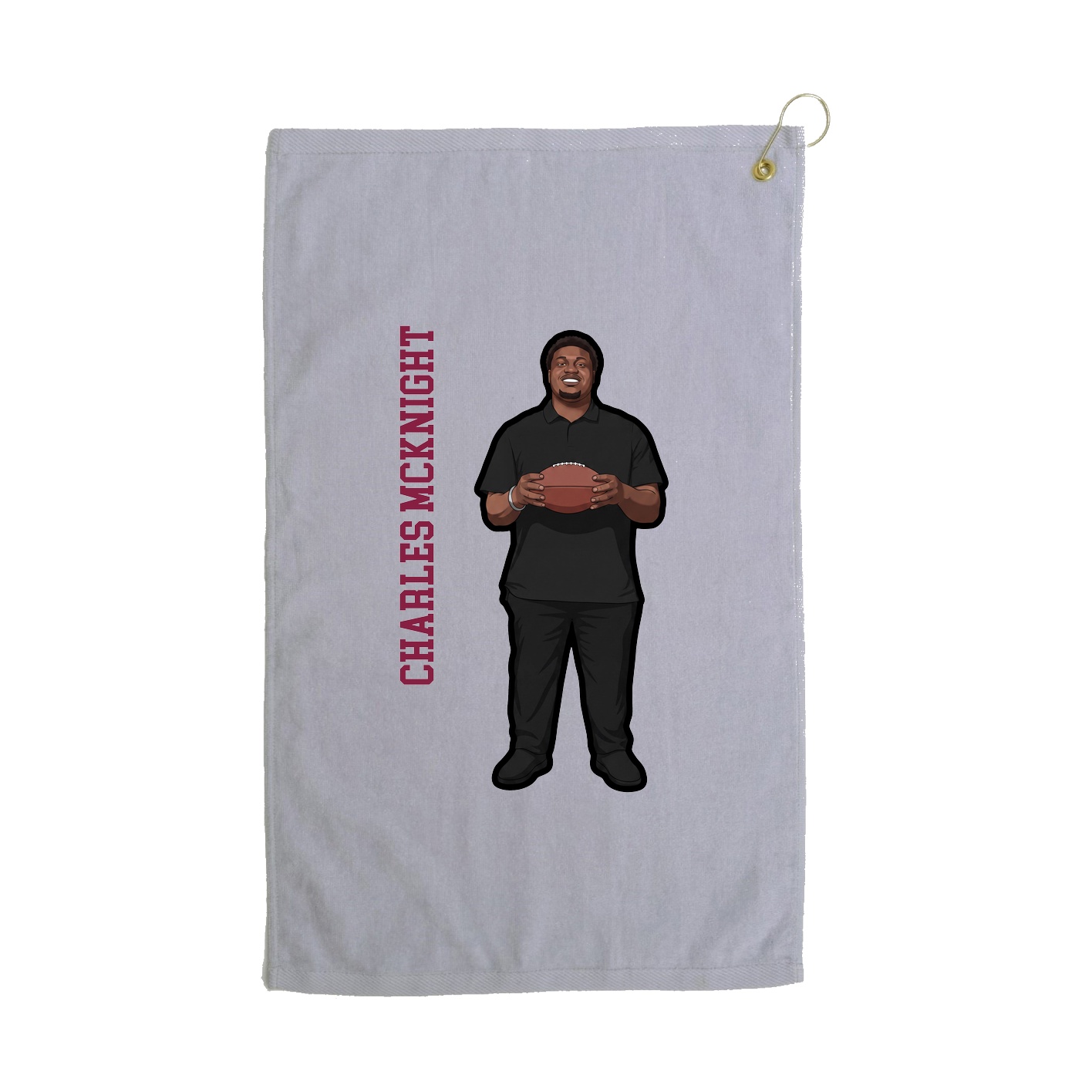 Golf Towel — Name Vertical in Grey