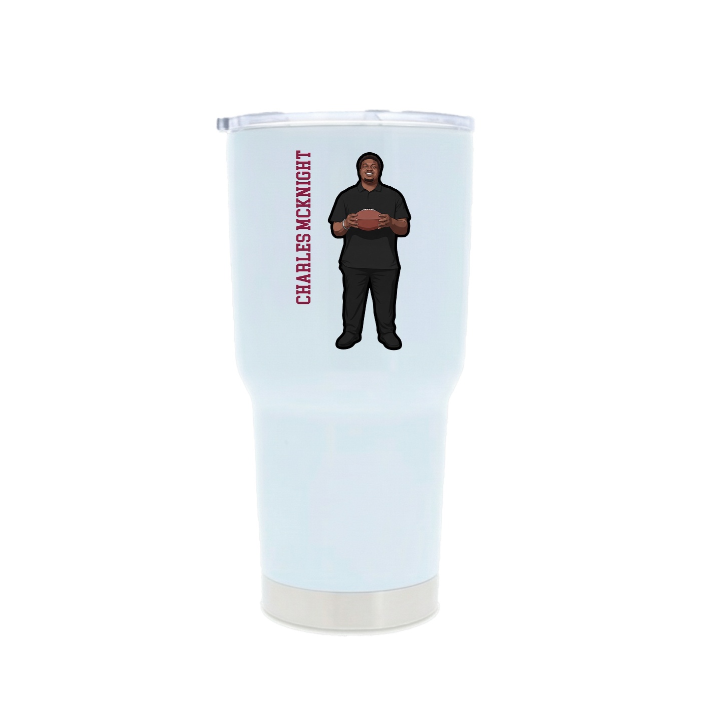 30oz Stainless Steel Tumbler — Name Vertical in White
