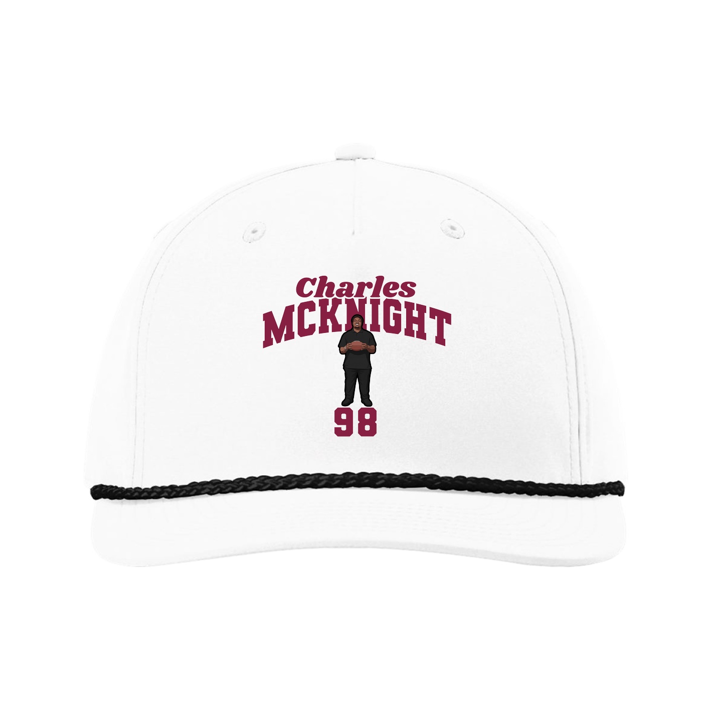 Five-Panel Classic Rope Cap — Signature Arch in White