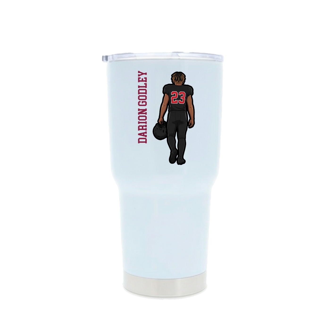 30oz Stainless Steel Tumbler — Name Vertical in White