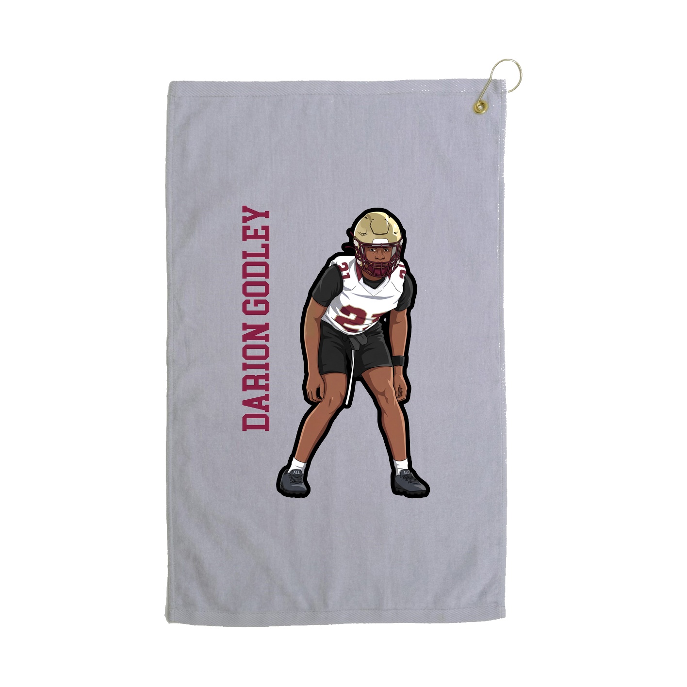 Golf Towel — Name Vertical in Grey