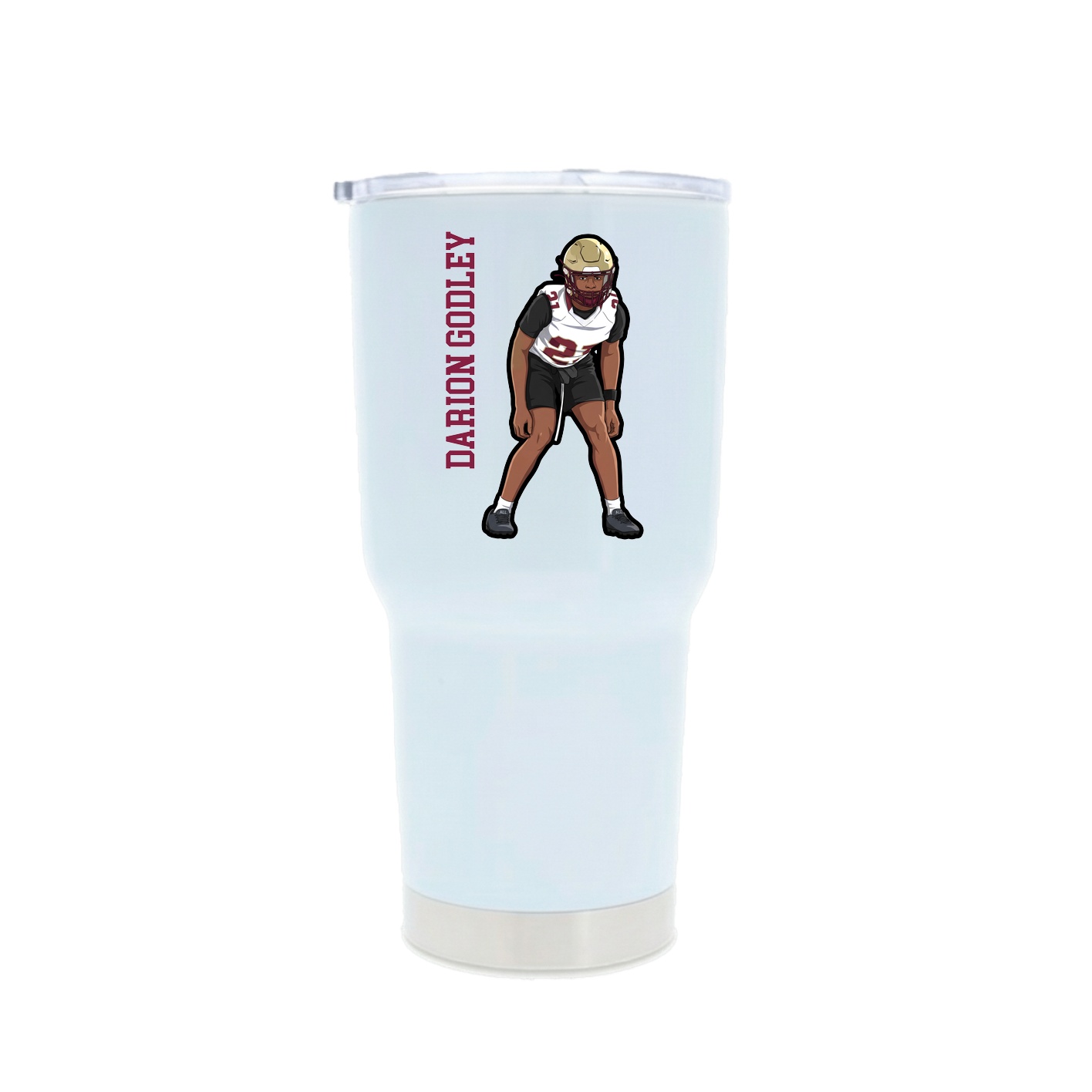 30oz Stainless Steel Tumbler — Name Vertical in White