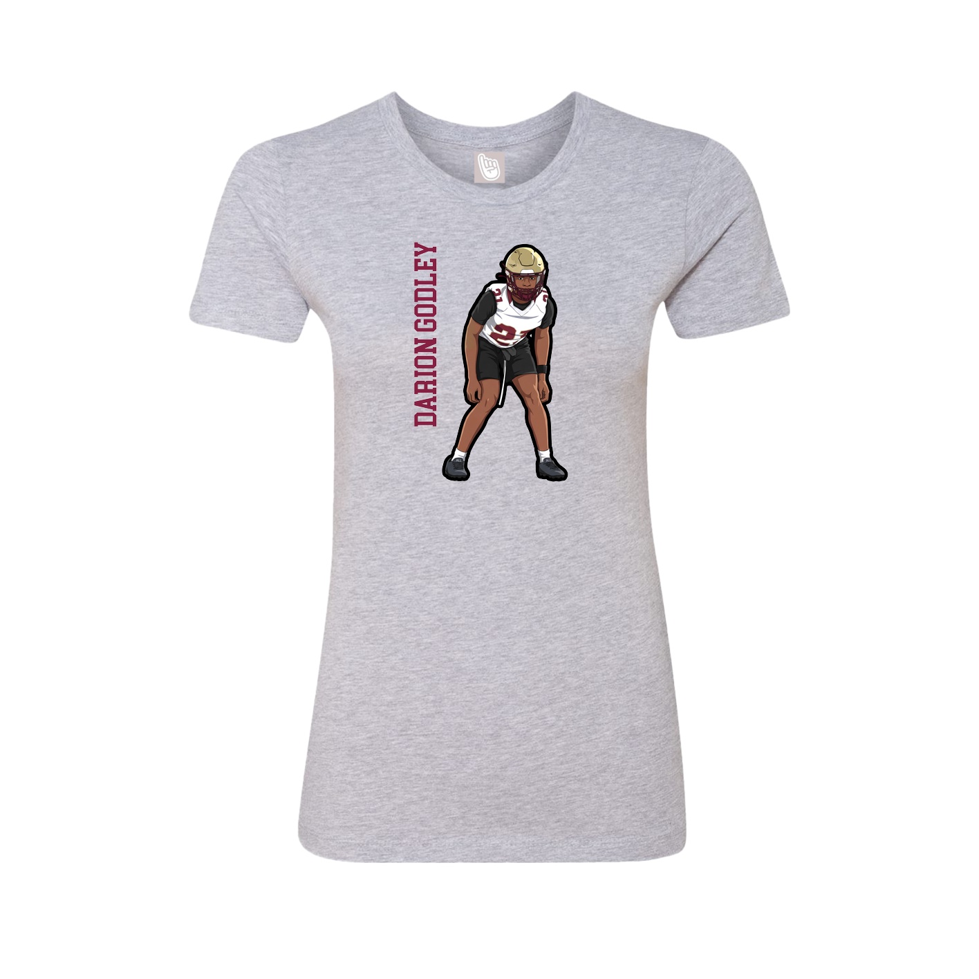 Fitted Women's Tee — Name Vertical in Grey
