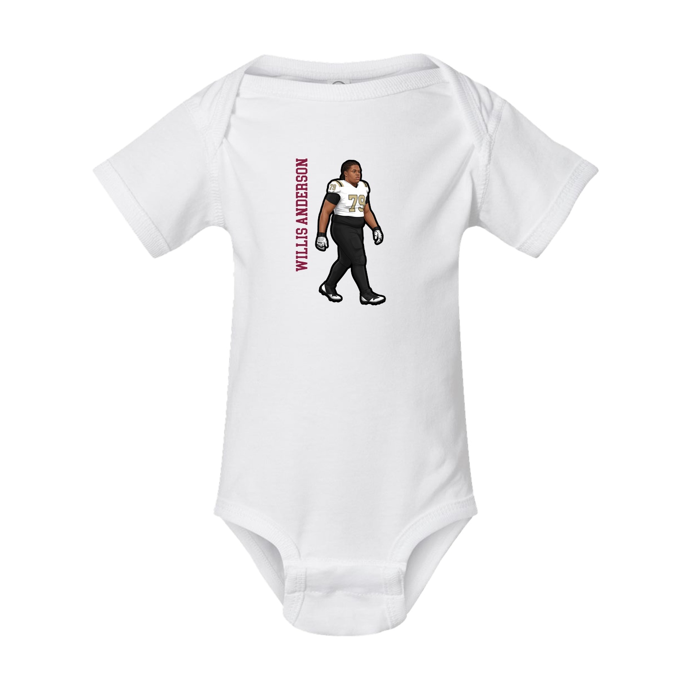 Baby Onesie — Name Vertical in White