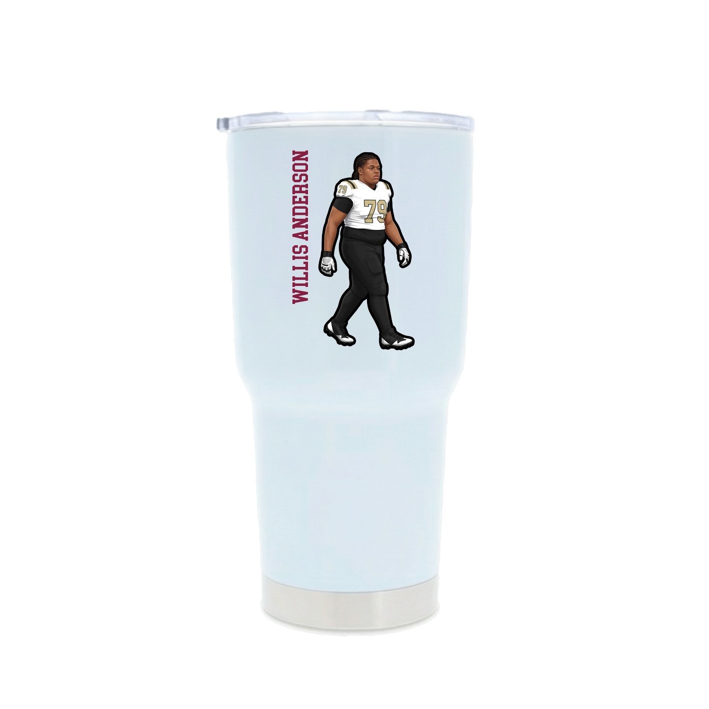 30oz Stainless Steel Tumbler — Name Vertical in White