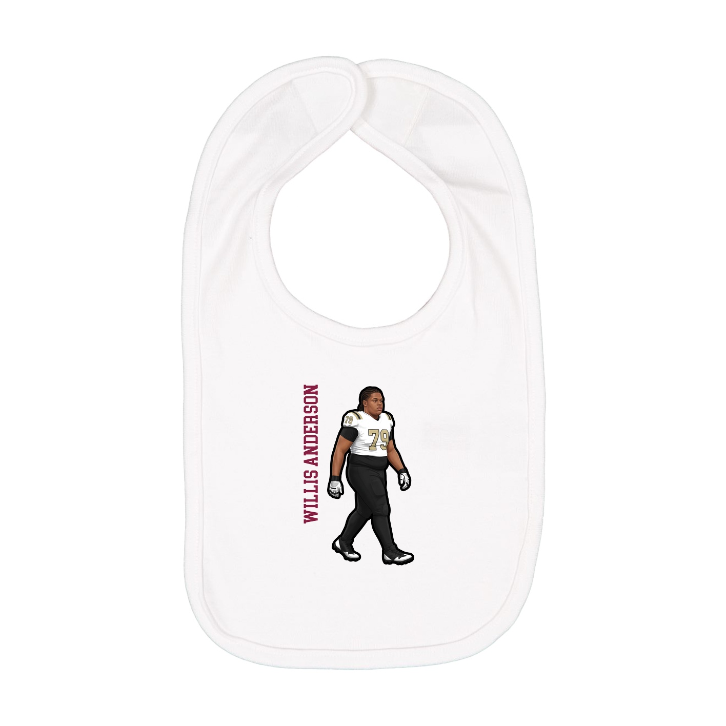 Infant Bib — Name Vertical in White