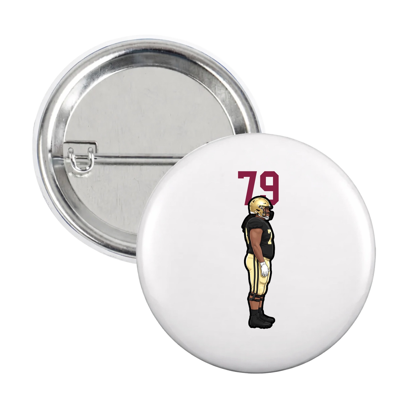 Game Day Button — Number Top in White