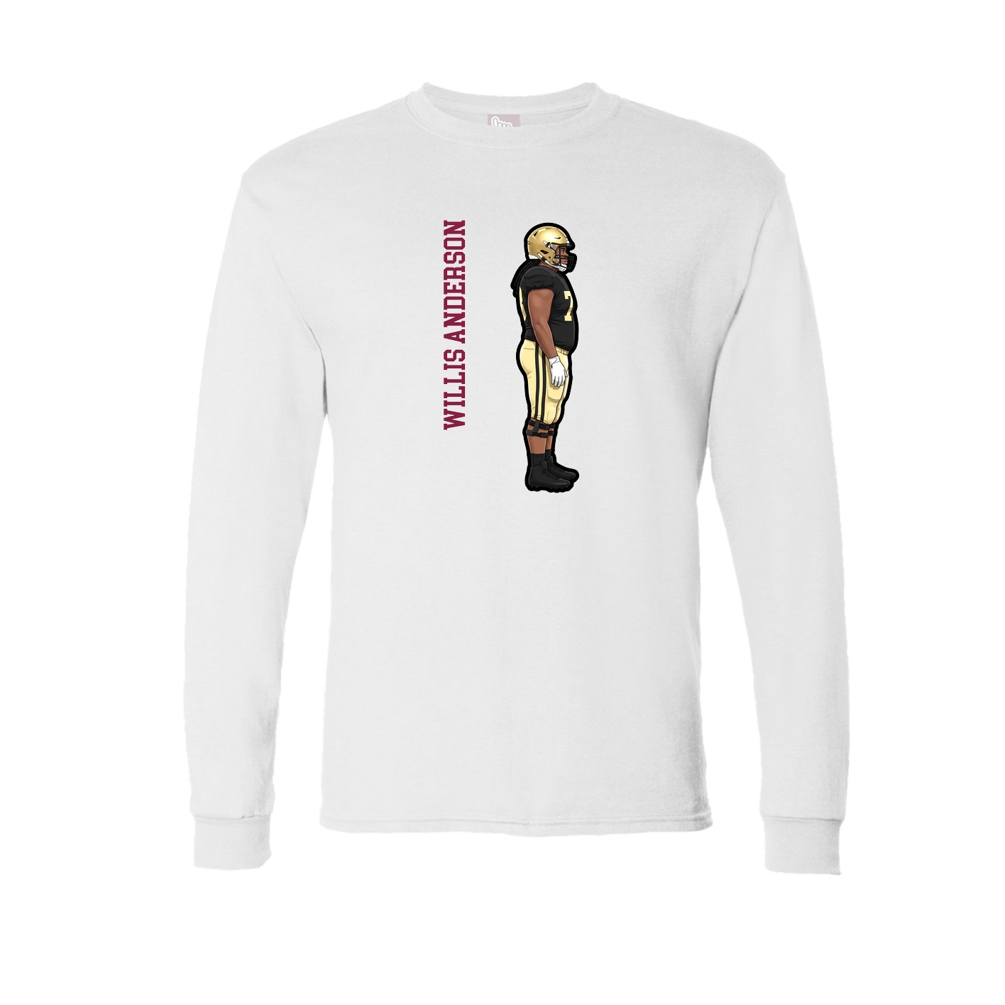 Long Sleeve Tee — Name Vertical in White